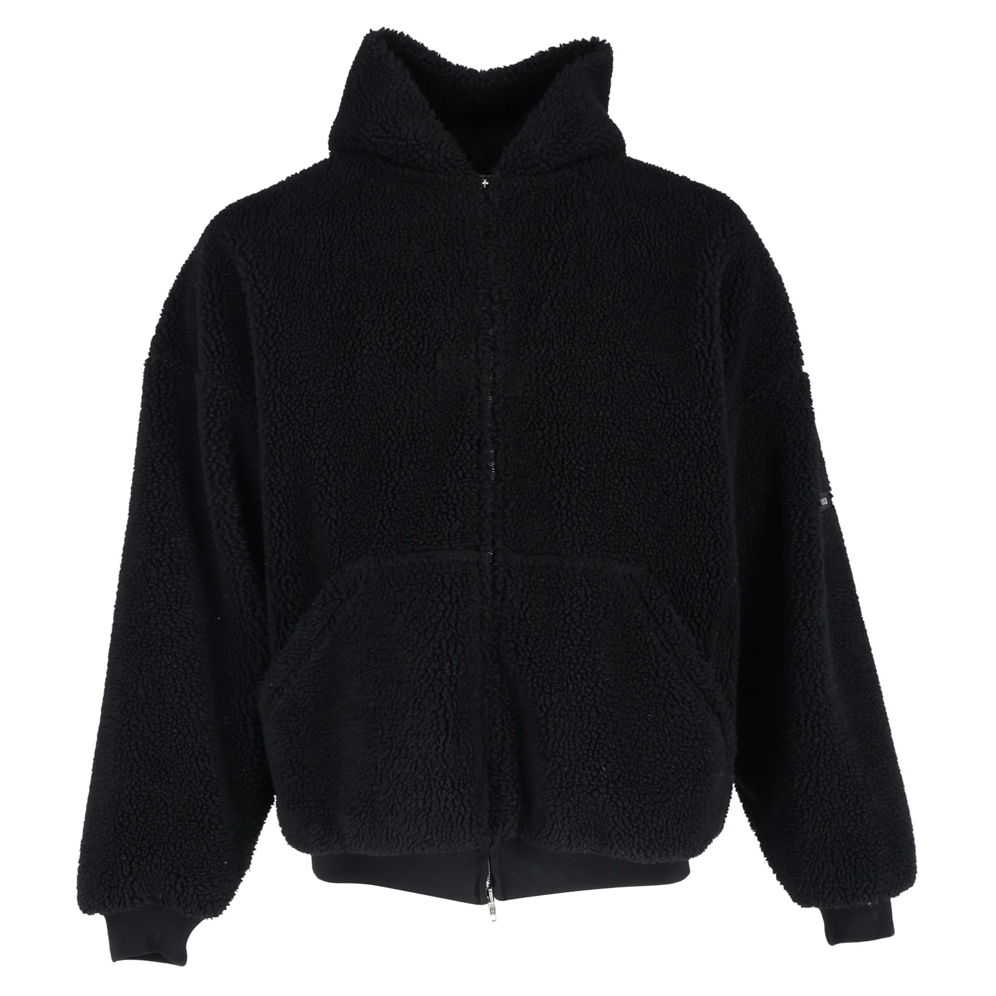 Men's Balenciaga Oversized Zip-Up Fleece Hoodie in Black Polyester