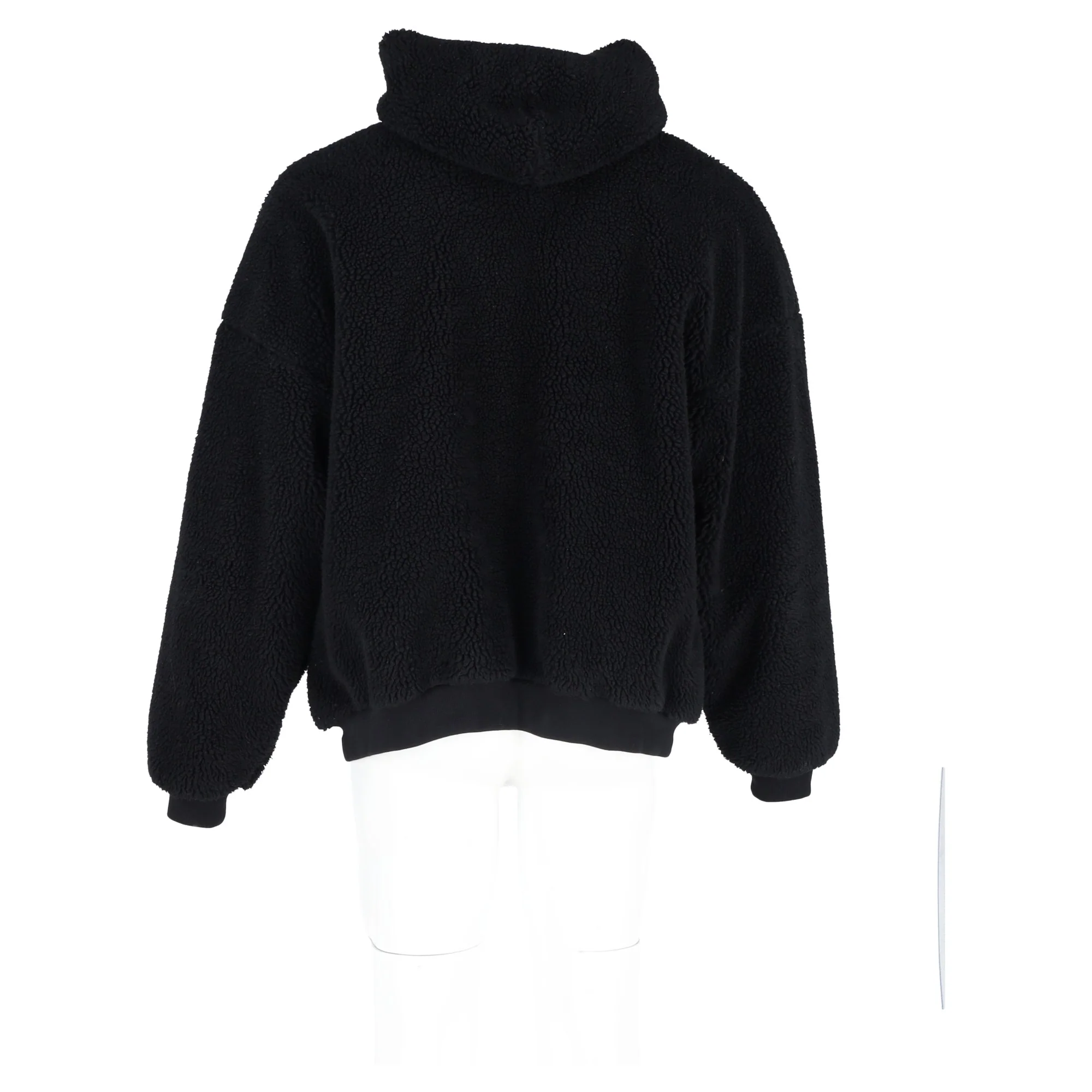 Men's Balenciaga Oversized Zip-Up Fleece Hoodie in Black Polyester - Image 10