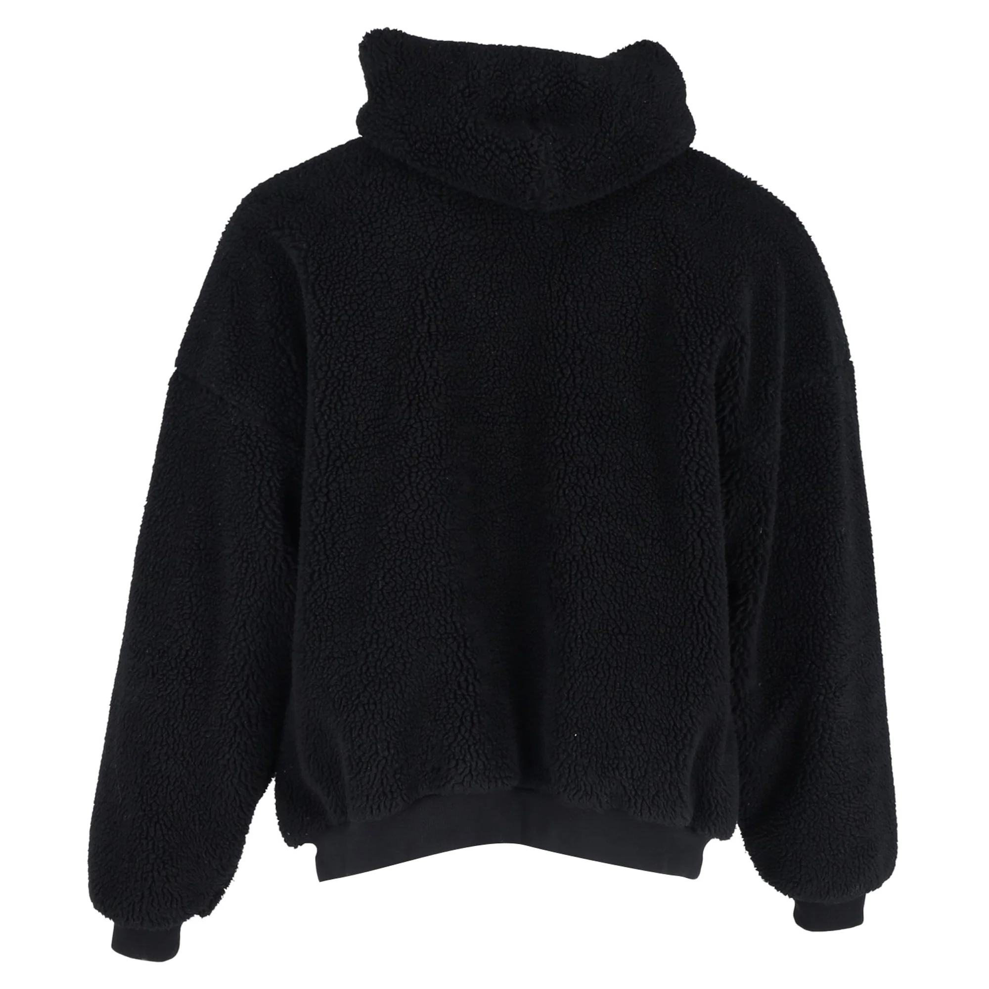 Men's Balenciaga Oversized Zip-Up Fleece Hoodie in Black Polyester - Image 3