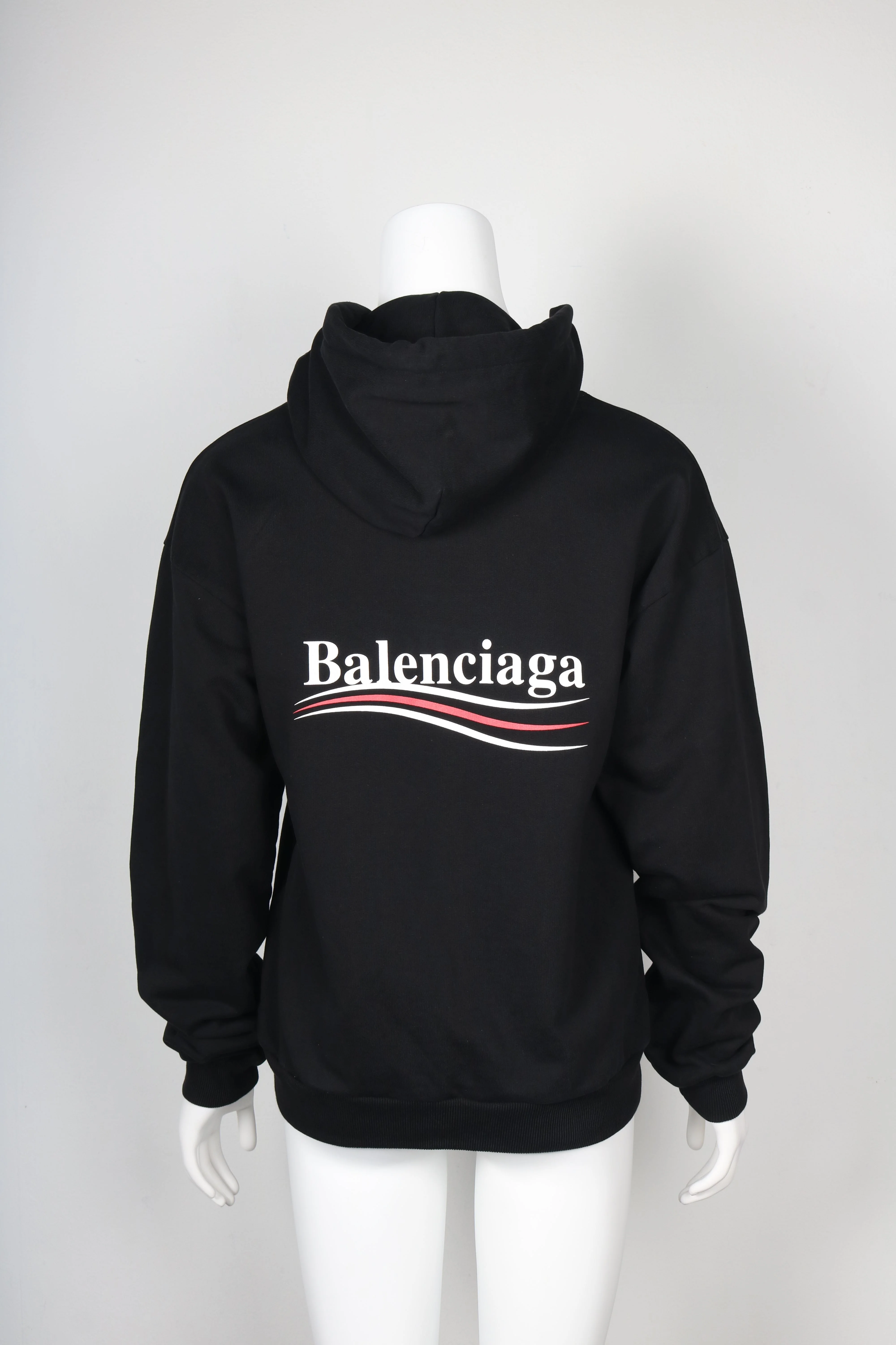 Men's Balenciaga Political Campaign Hoodie in Black Cotton - Image 9