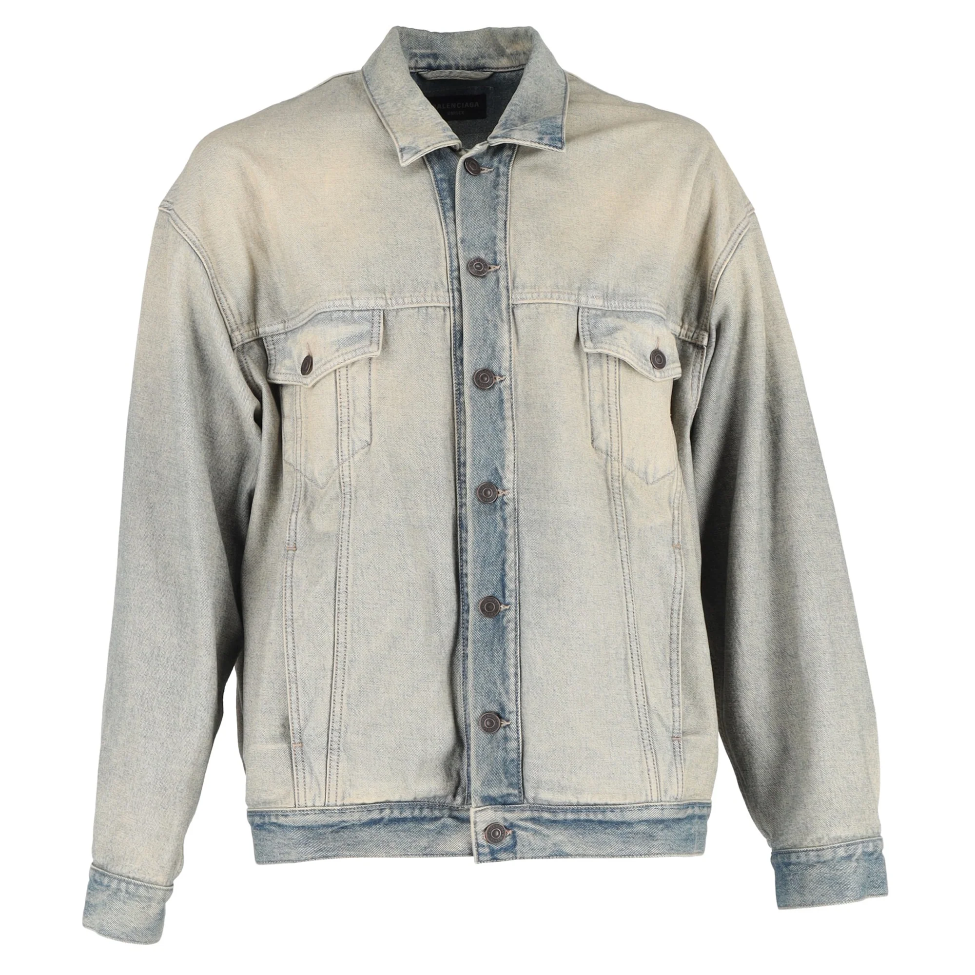 Men's  Balenciaga Washed Denim Jacket in Blue Cotton