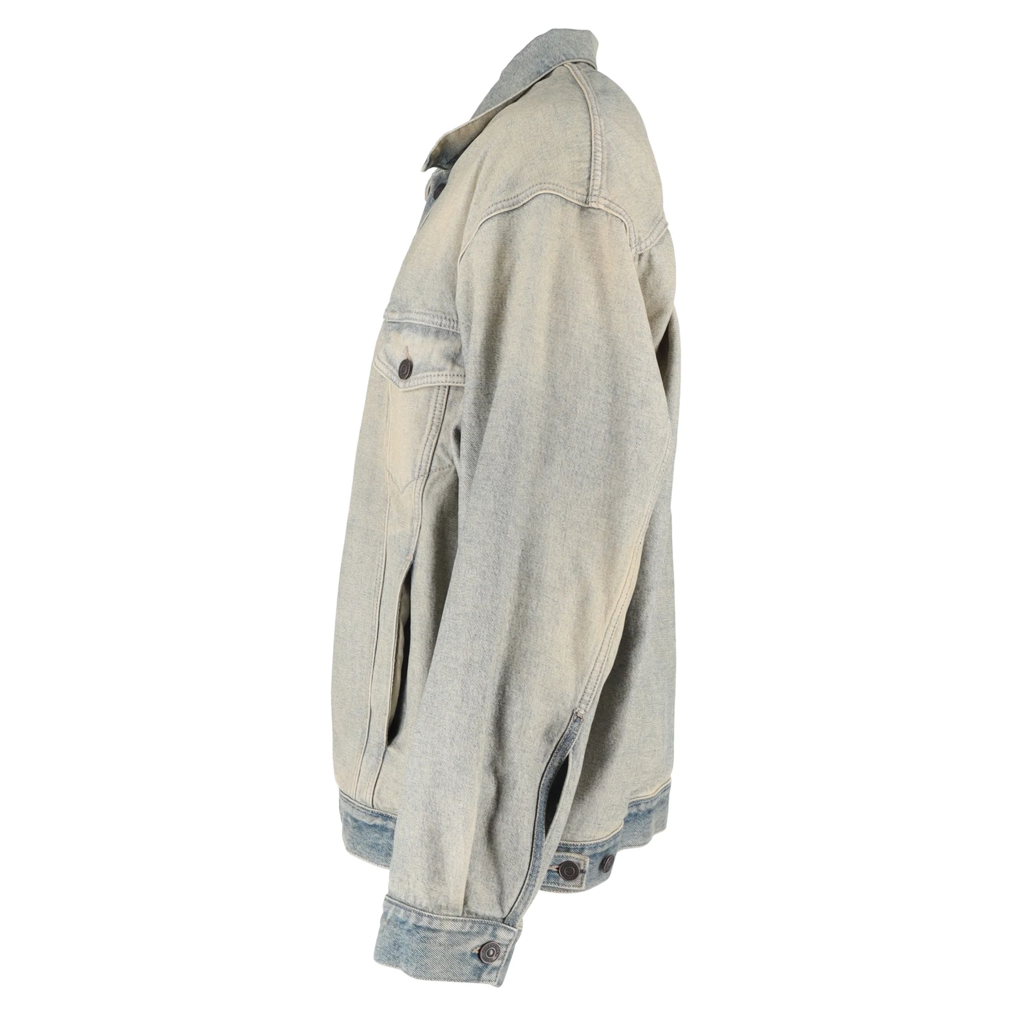 Men's  Balenciaga Washed Denim Jacket in Blue Cotton - Image 2