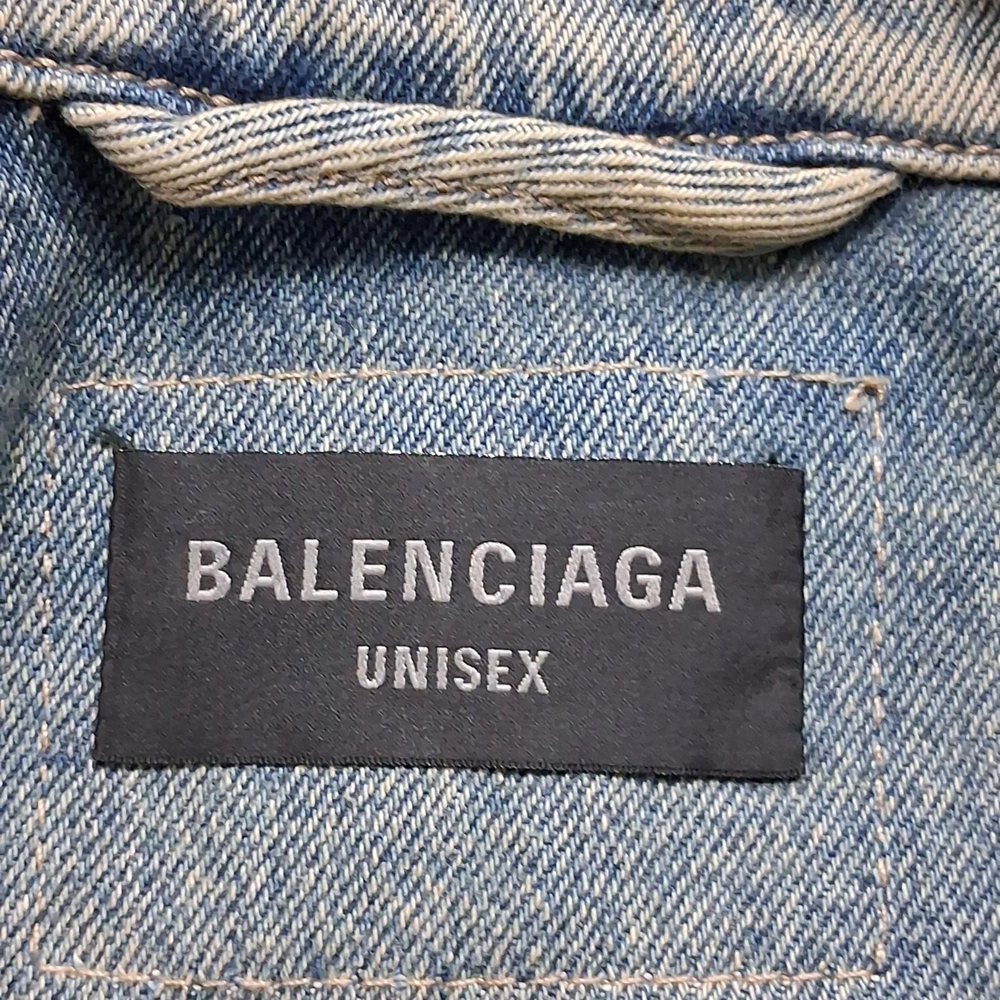 Men's  Balenciaga Washed Denim Jacket in Blue Cotton - Image 6