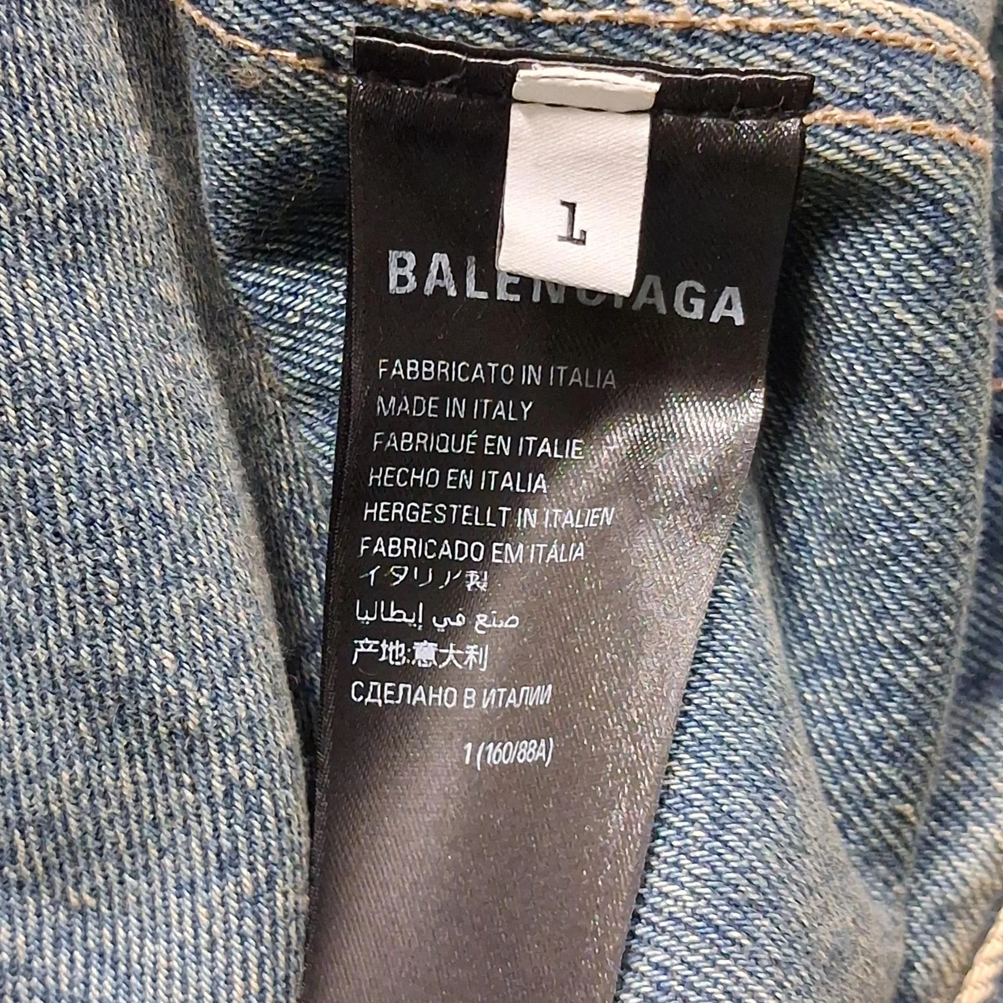 Men's  Balenciaga Washed Denim Jacket in Blue Cotton - Image 7