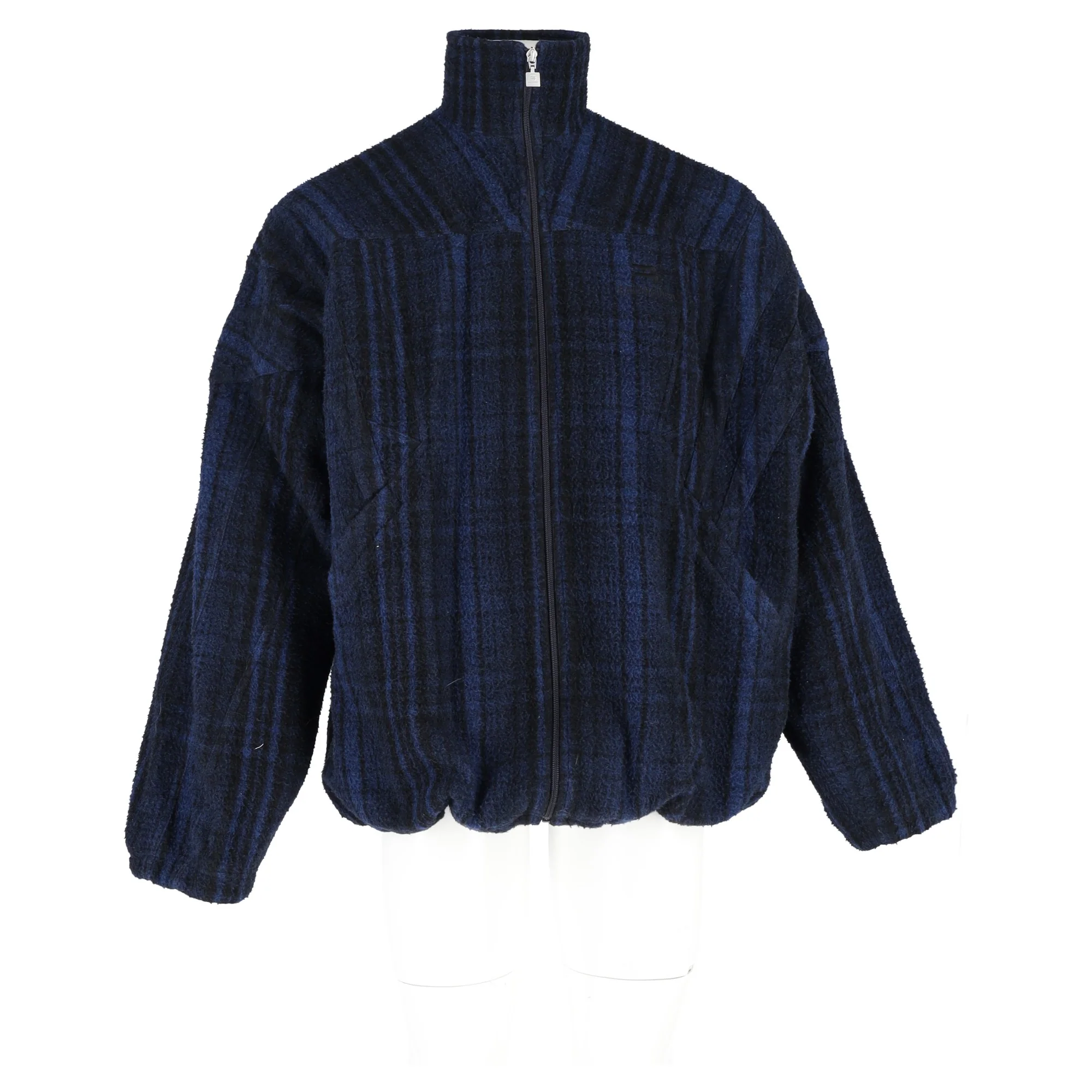 Women's Balenciaga Check Tracksuit Jacket In Navy Blue Virgin Wool - Image 2