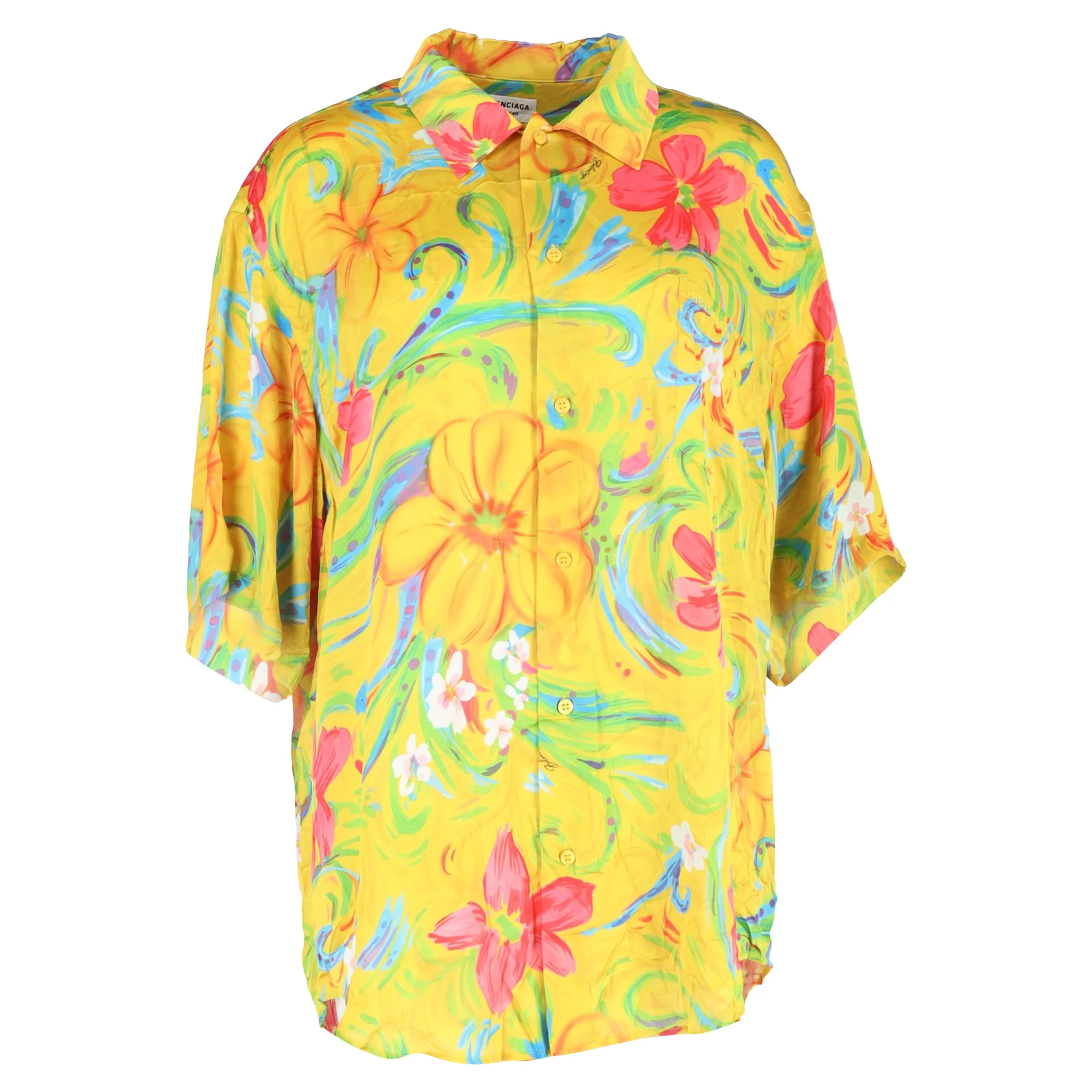 Women's Balenciaga Floral Printed Shirt in Multicolor Silk
