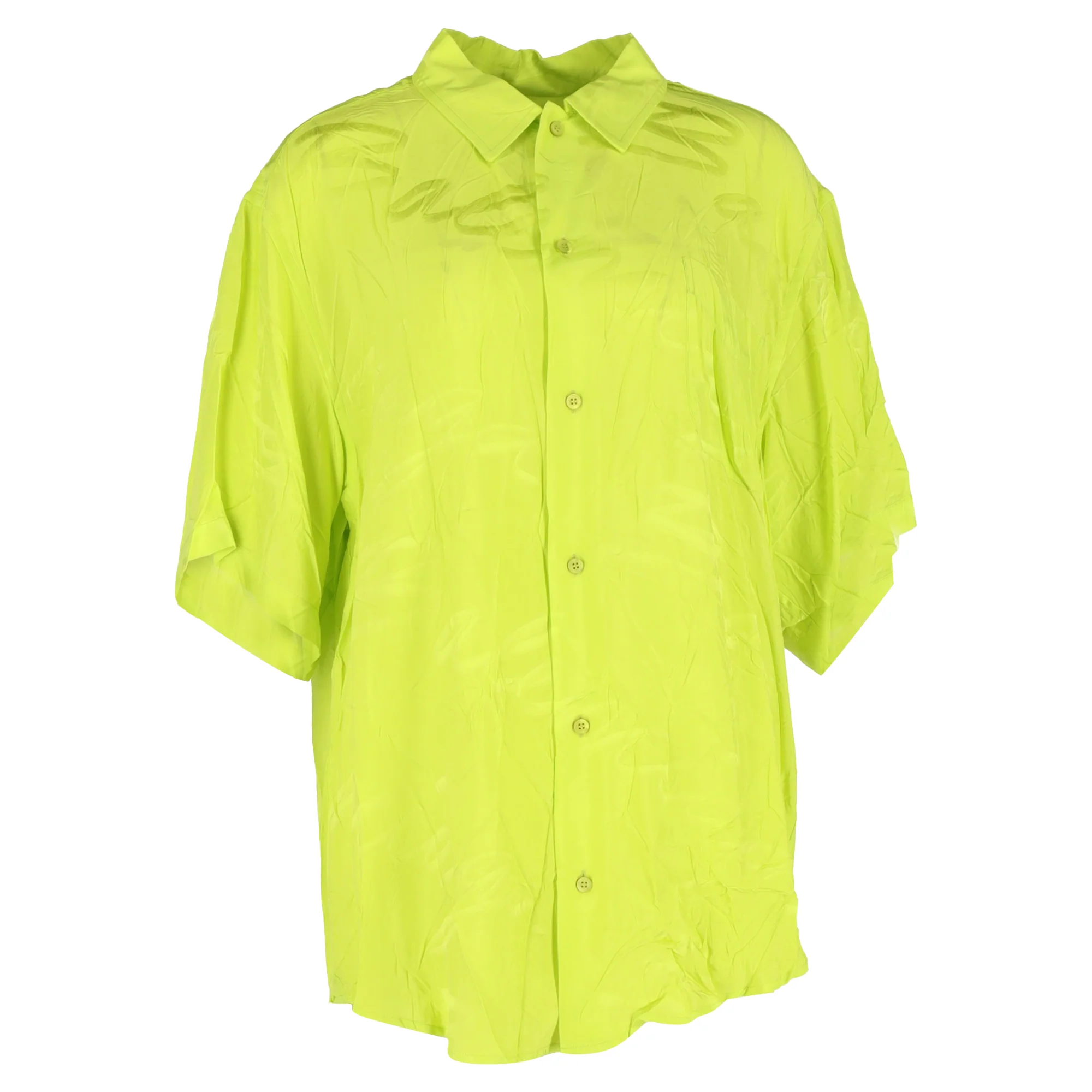 Women's Balenciaga Handwritten Minimal Shirt in Neon Green Viscose