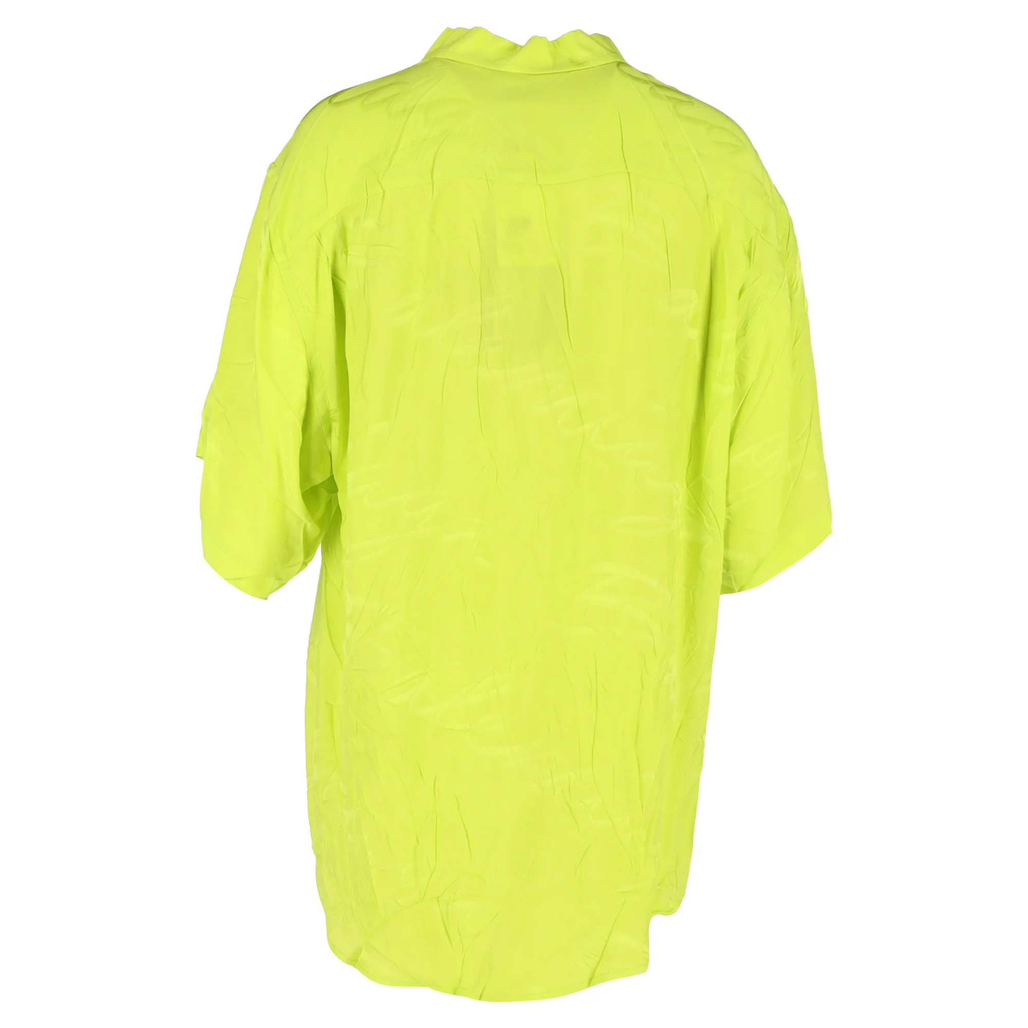 Women's Balenciaga Handwritten Minimal Shirt in Neon Green Viscose - Image 3
