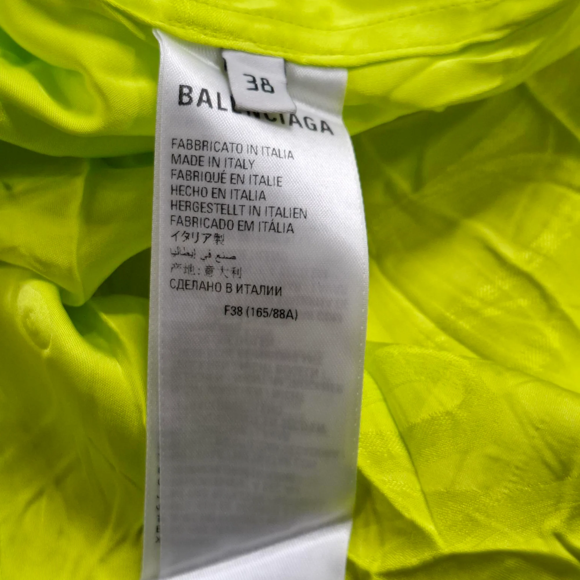 Women's Balenciaga Handwritten Minimal Shirt in Neon Green Viscose - Image 5