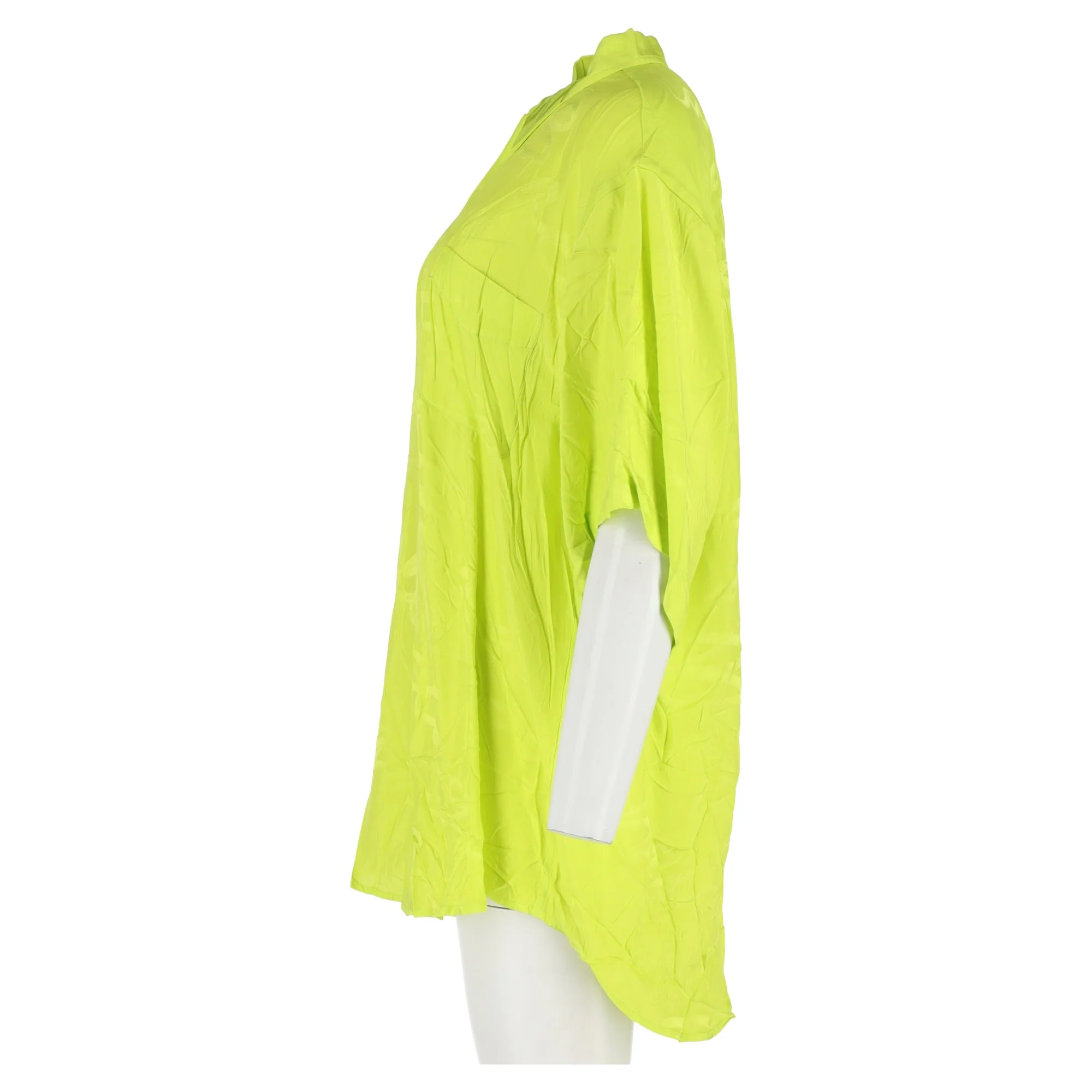 Women's Balenciaga Handwritten Minimal Shirt in Neon Green Viscose - Image 7