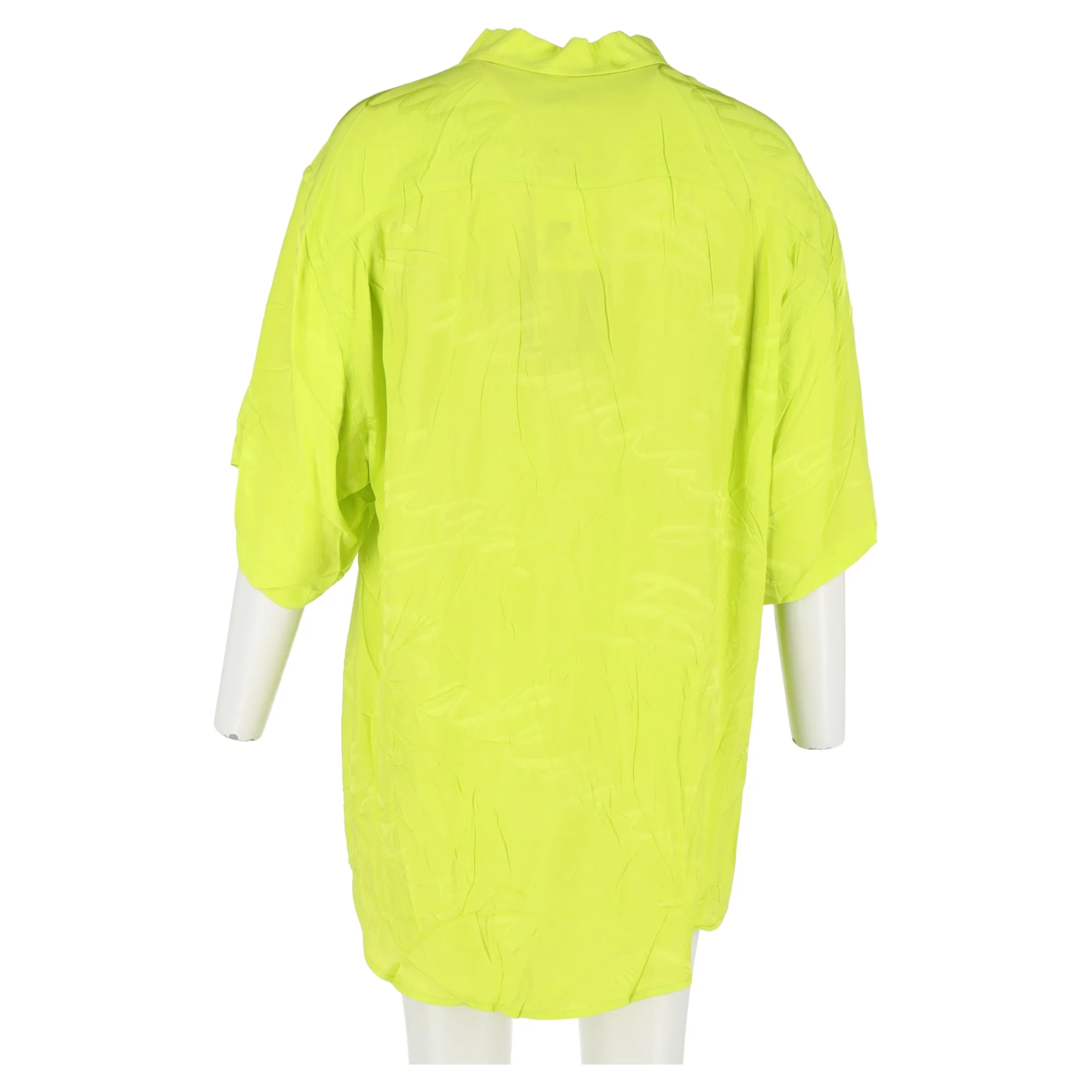 Women's Balenciaga Handwritten Minimal Shirt in Neon Green Viscose - Image 8