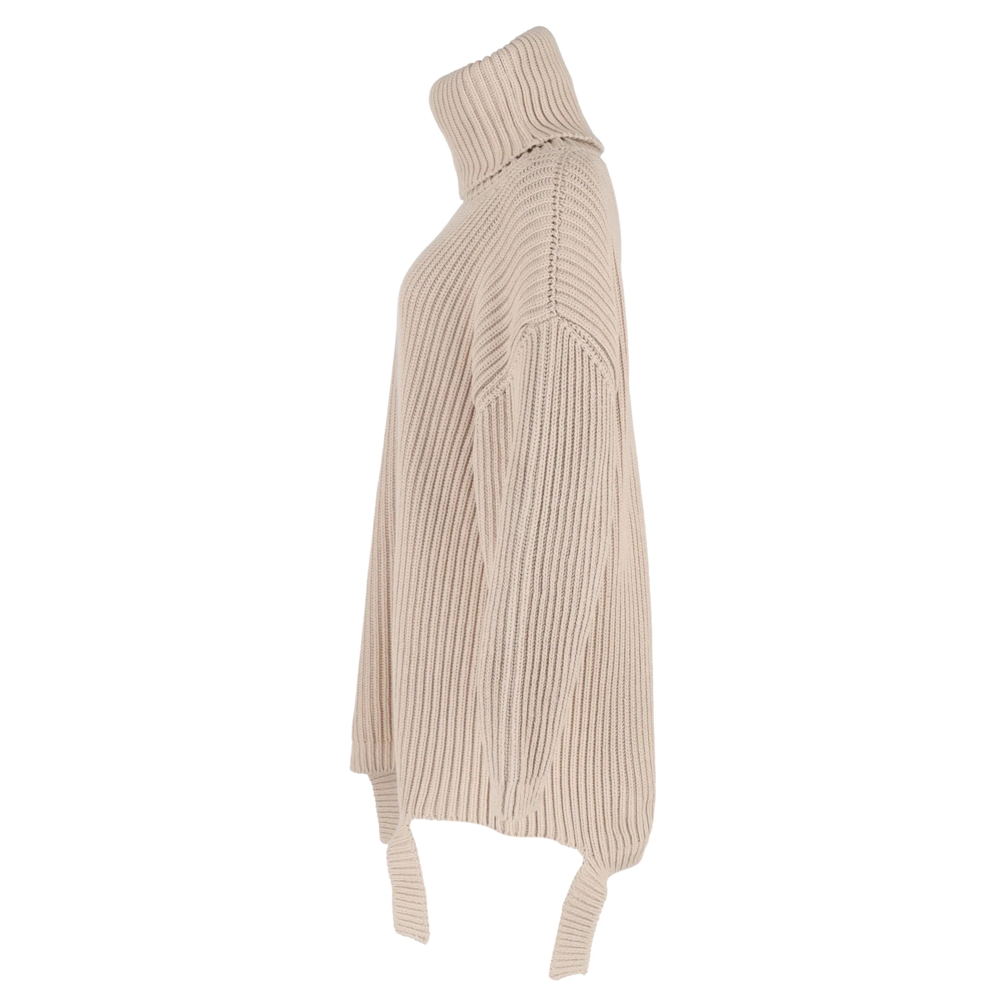 Women's Balenciaga Knitted Turtleneck Sweater in Beige Cotton - Image 2