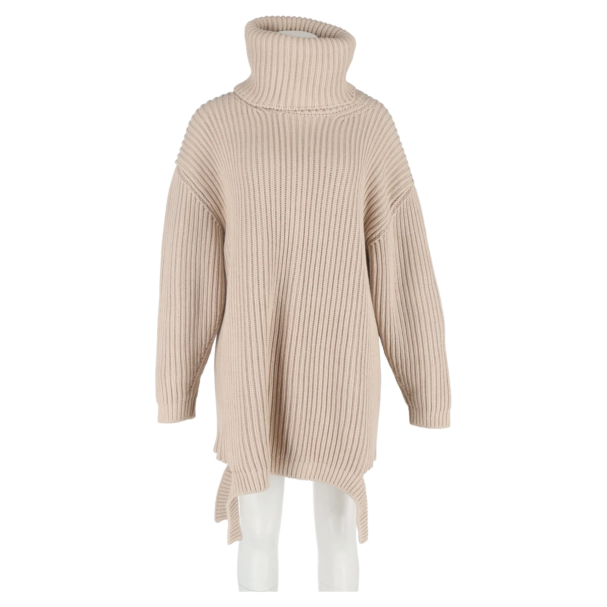 Women's Balenciaga Knitted Turtleneck Sweater in Beige Cotton - Image 7