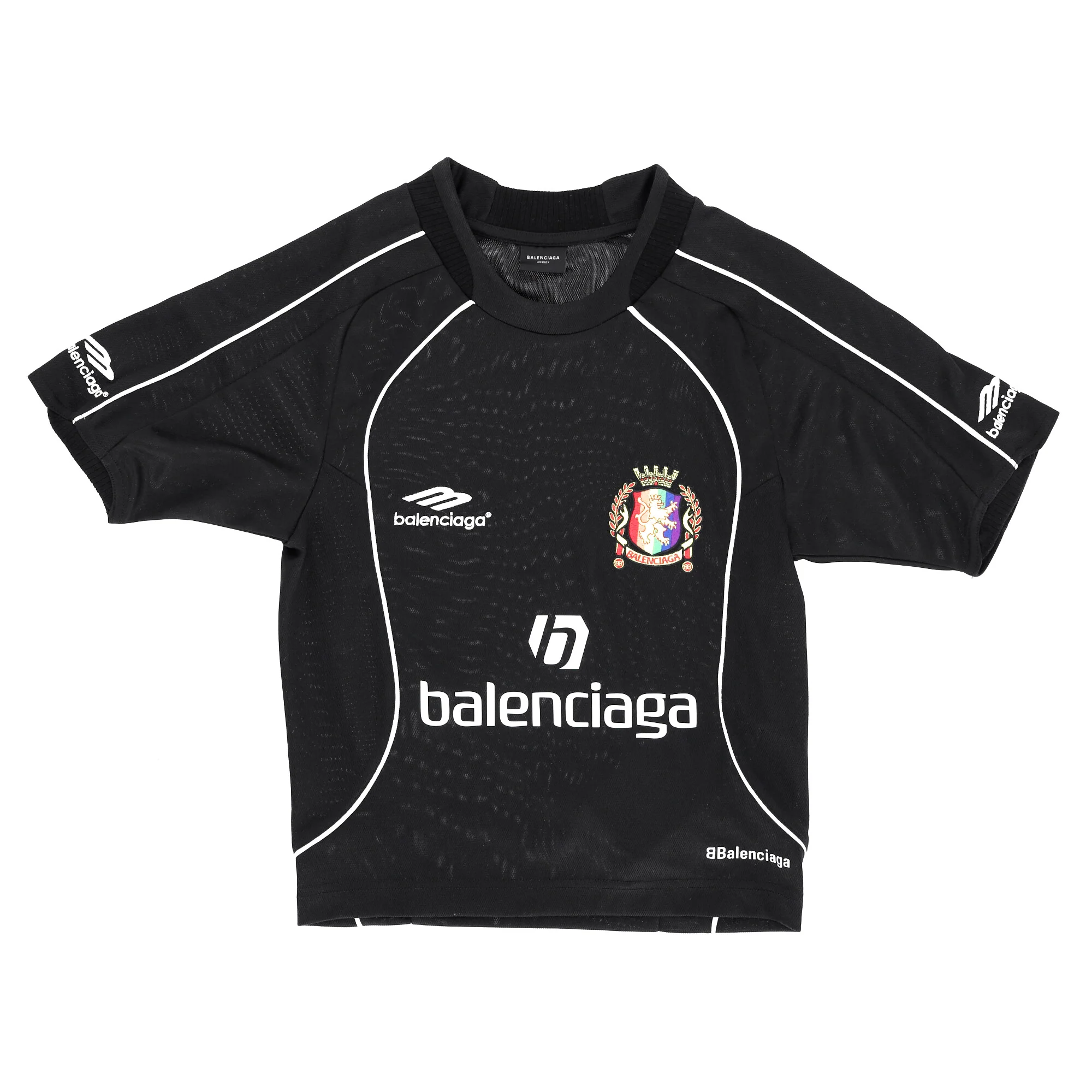 Women's Balenciaga Lion Crest Soccer Jersey T-shirt in Black Polyester - Image 7