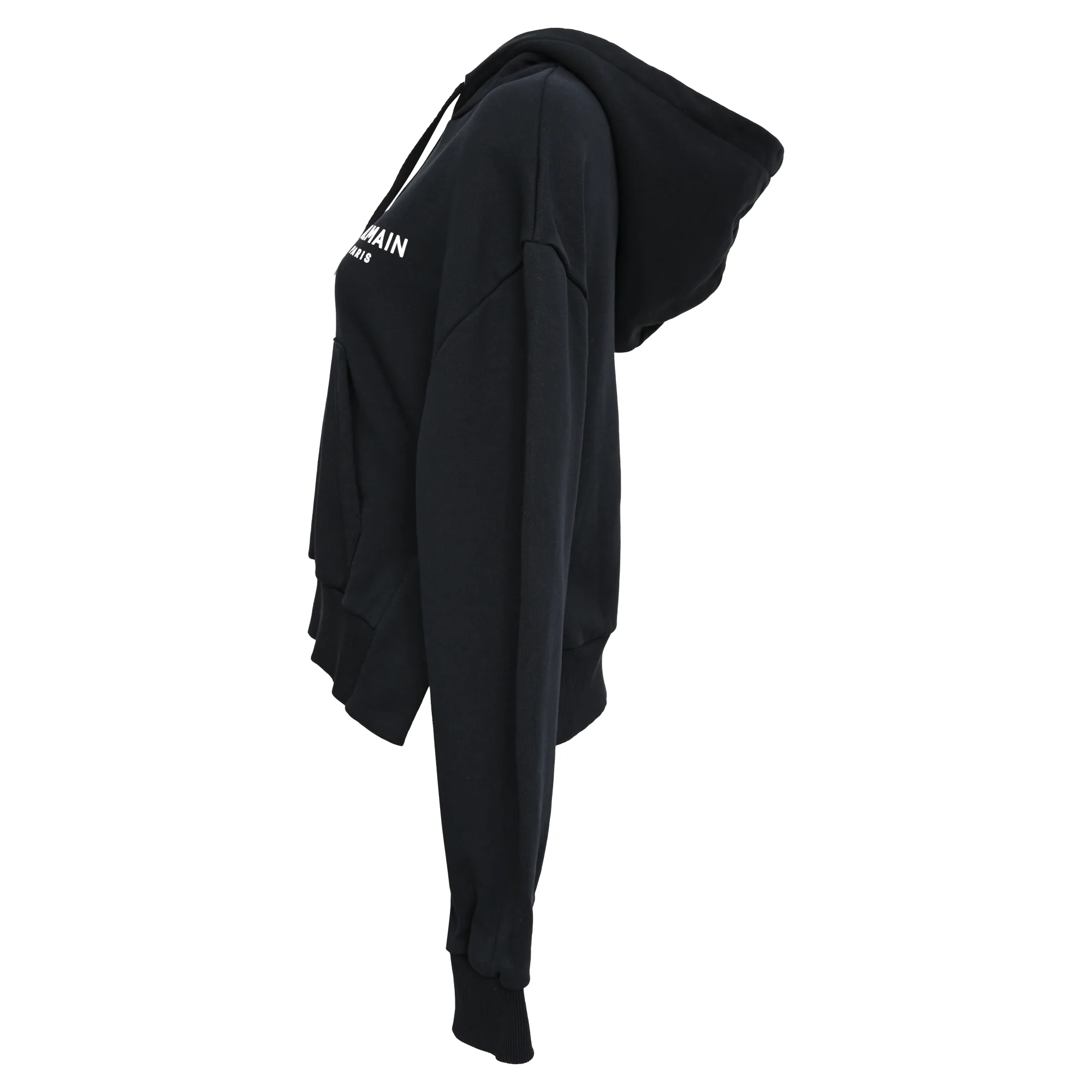 Women's Balmain Logo Hoodie in Black Cotton - Image 2