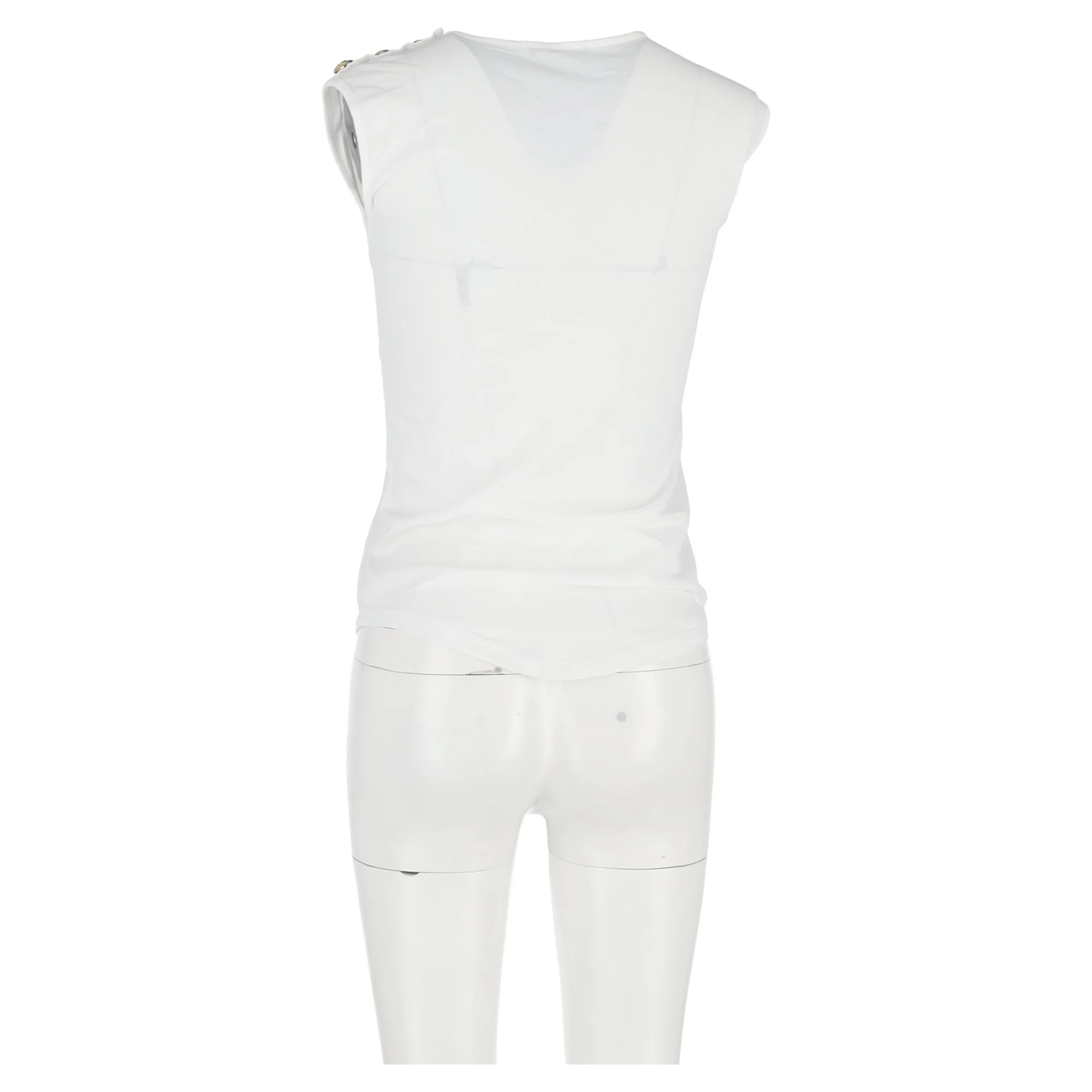 Women's Balmain Logo Print Tank Top in White Cotton - Image 6