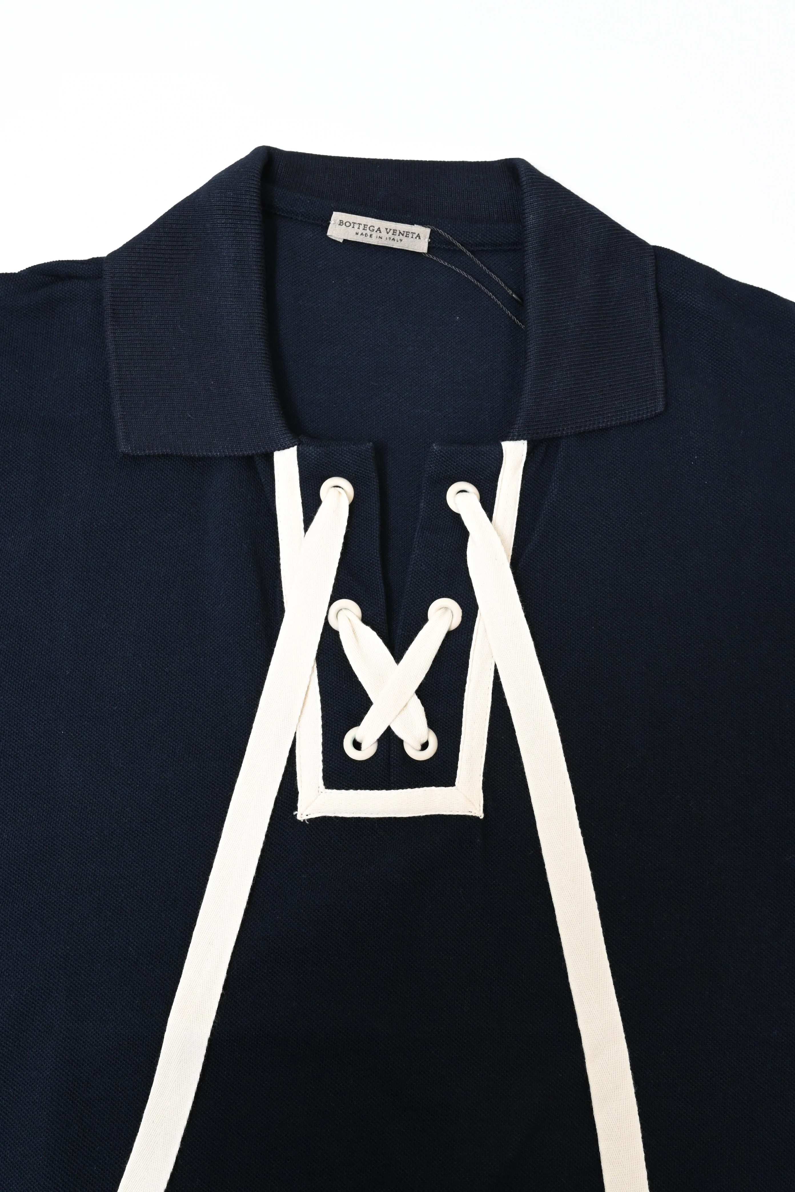 Men's Bottega Veneta Polo Shirt in Navy Blue Cotton - Image 10
