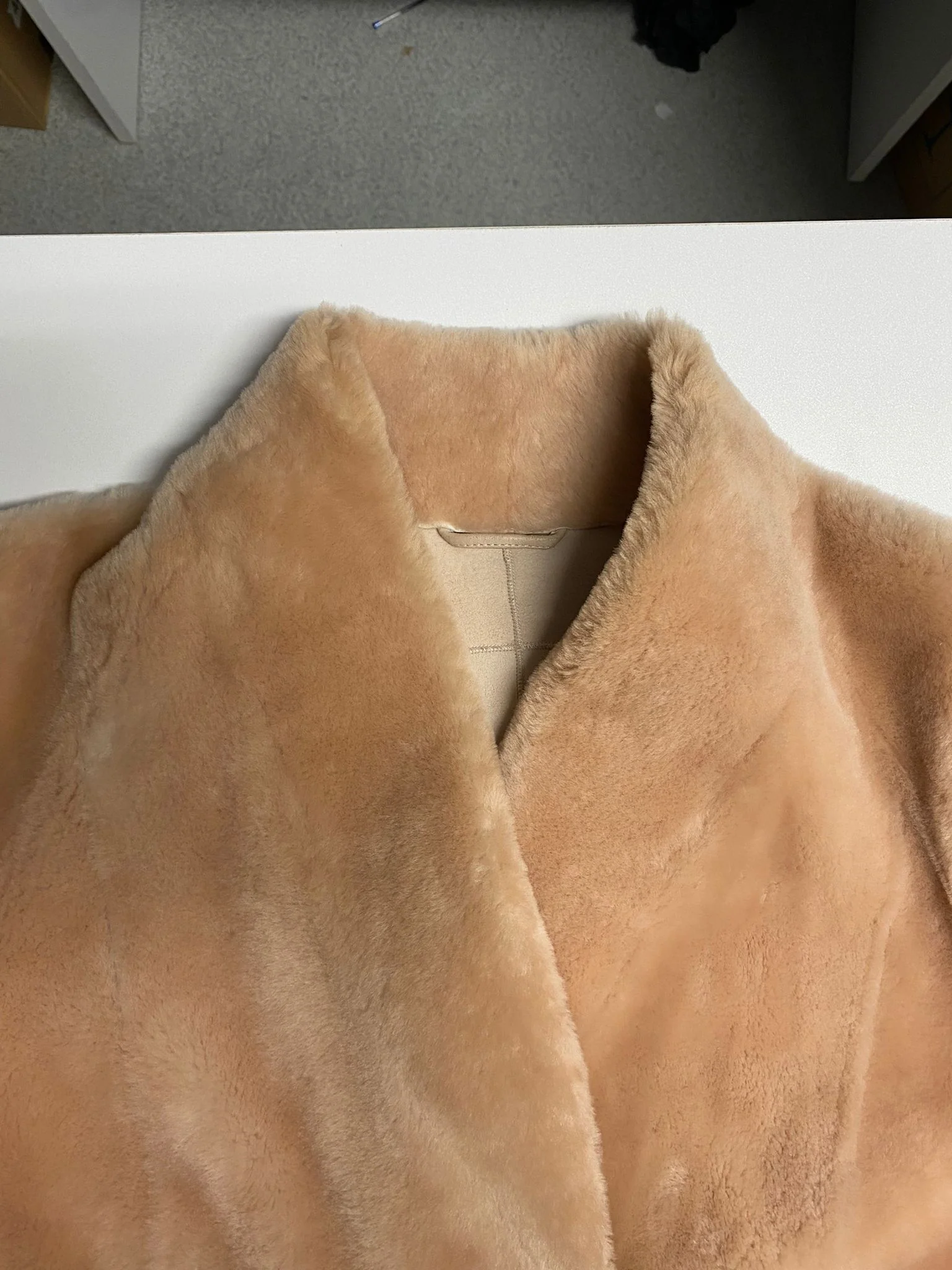 Women's Bottega Veneta Full Length Shearling Coat in Beige Suede - Image 5