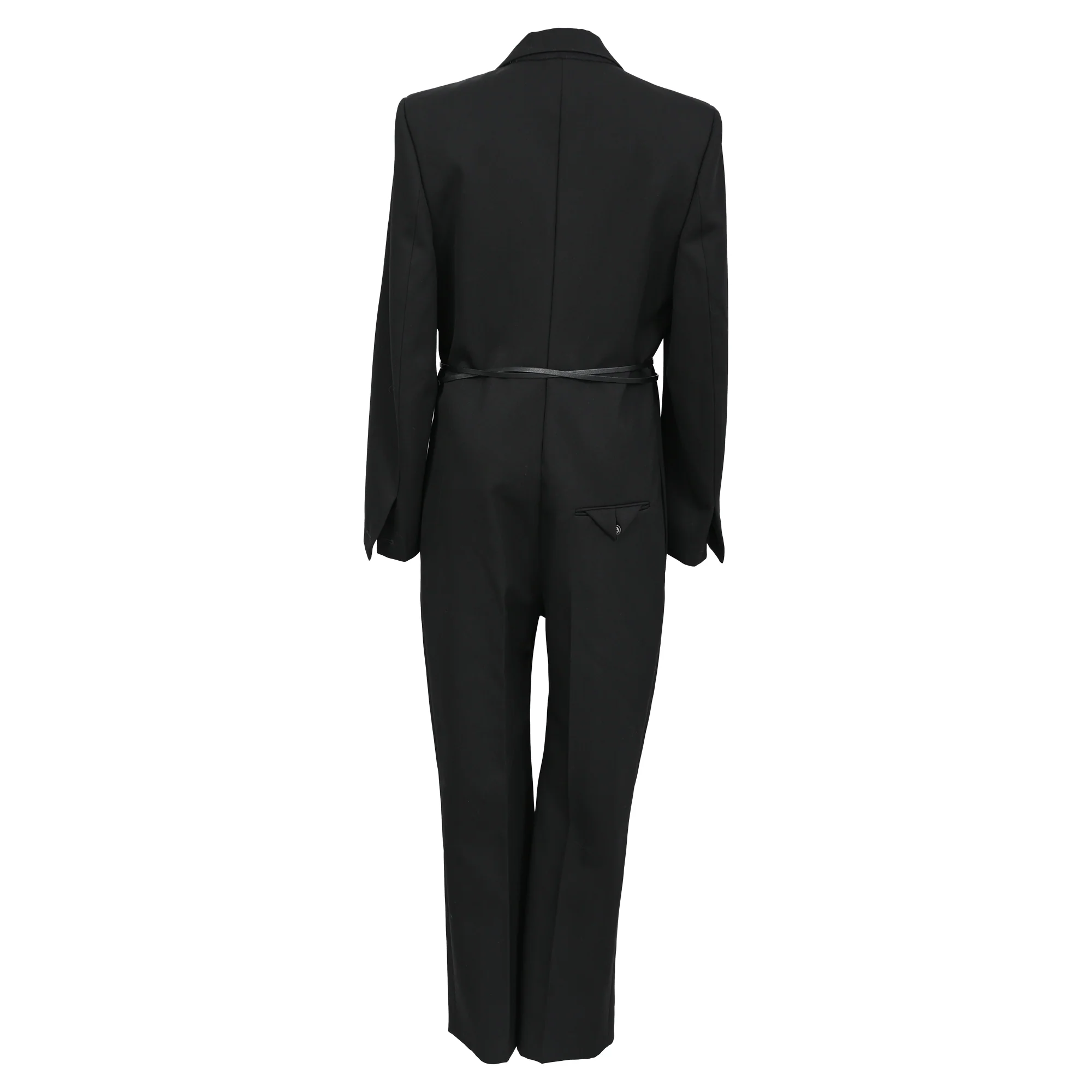 Women's Bottega Veneta Notch-Lapel Tuxedo Jumpsuit In Black Cotton - Image 3