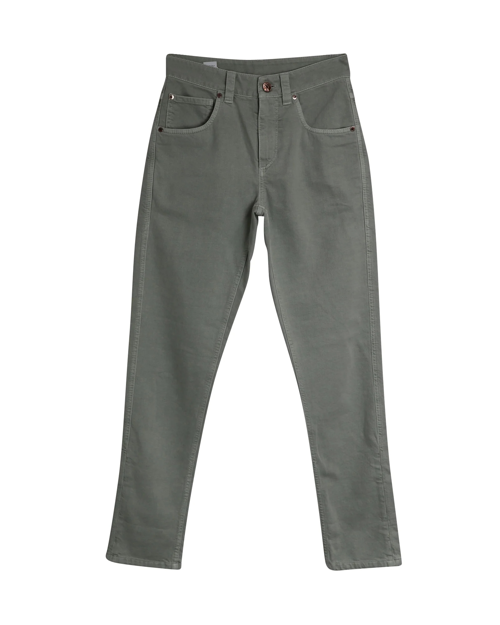 Women's Brunello Cucinelli Mid-rise Straight Leg Denim Jeans in Green Cotton