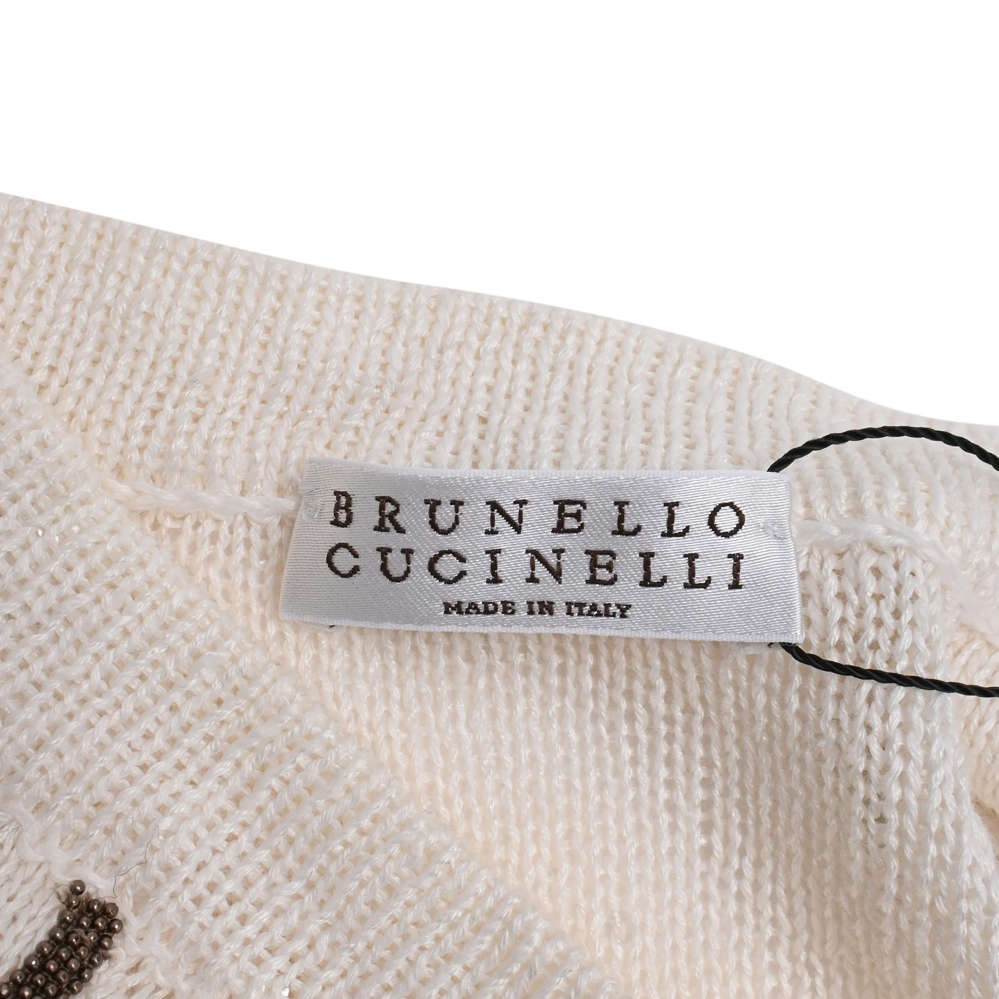 Women's Brunello Cucinelli Monili Sequined Knitted Top in White Linen - Image 5