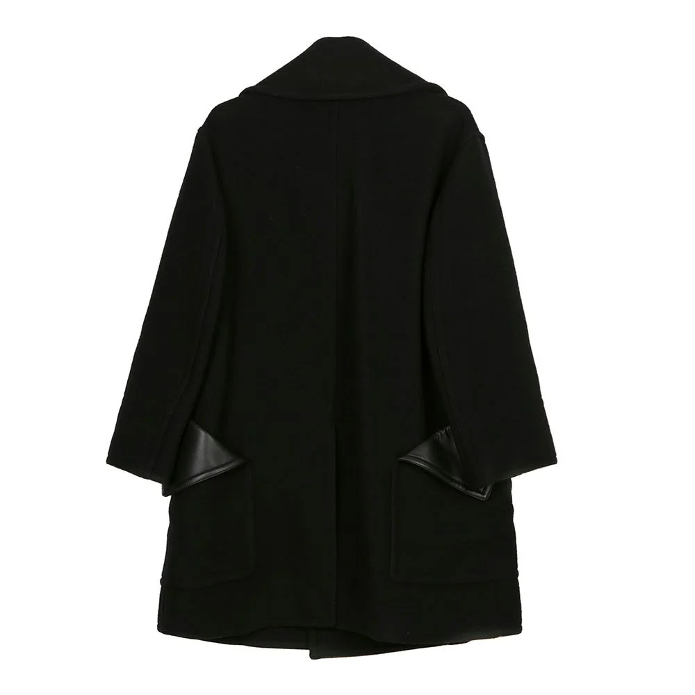 Women's Black Wool Oversized Coat - Image 2