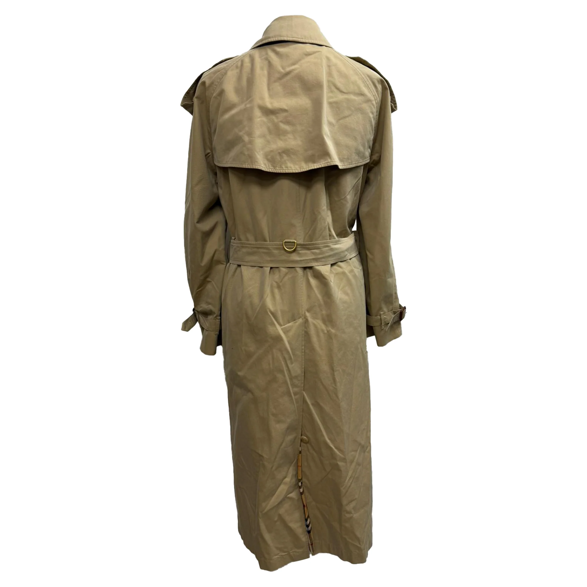 Women's Burberry Double-Breasted Belted Trench Coat in Beige Cotton - Image 3