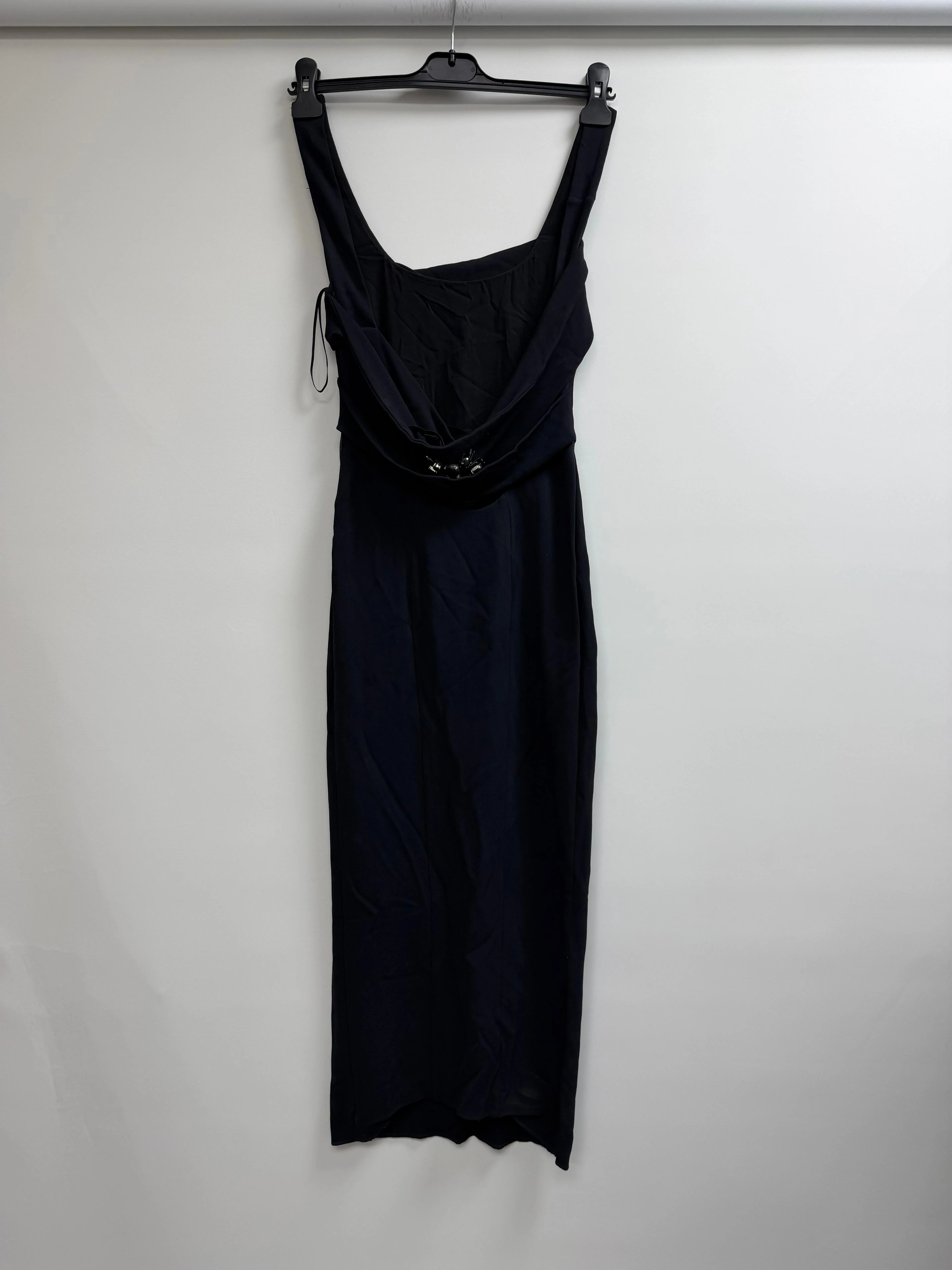 Women's Burberry Jewel-Embellished Sleeveless Midi Dress in Black Viscose - Image 5