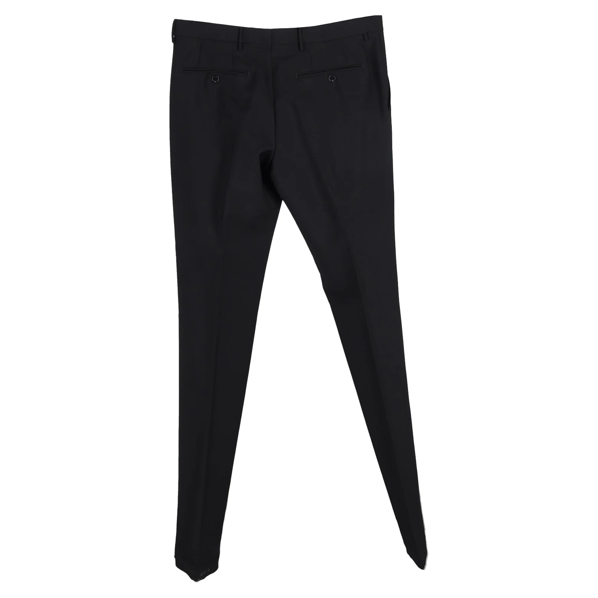 Women's Burberry Mid-Waist Straight-Leg Trousers in Black Wool
