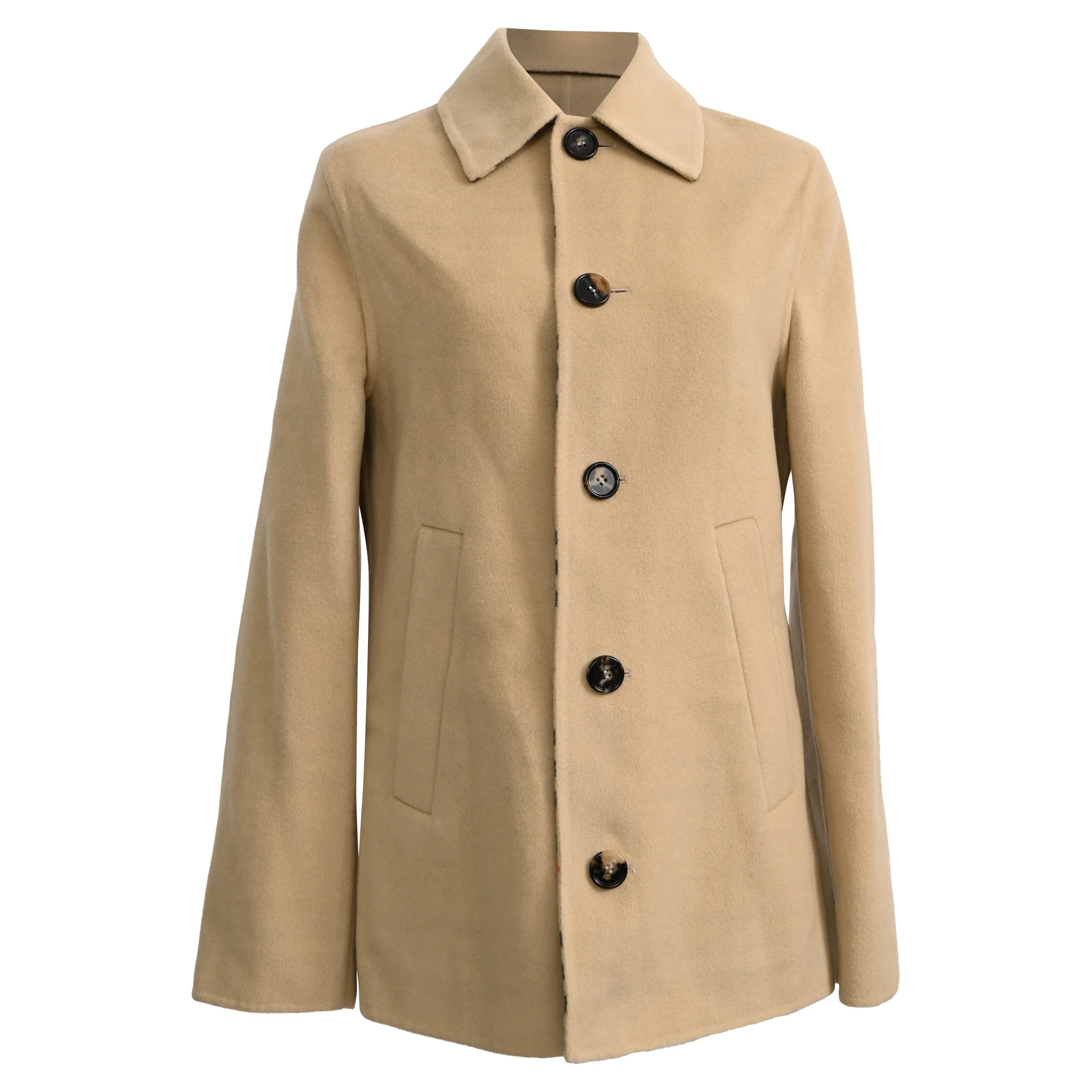 Women's Burberry Single-Breasted Jacket in Beige Wool