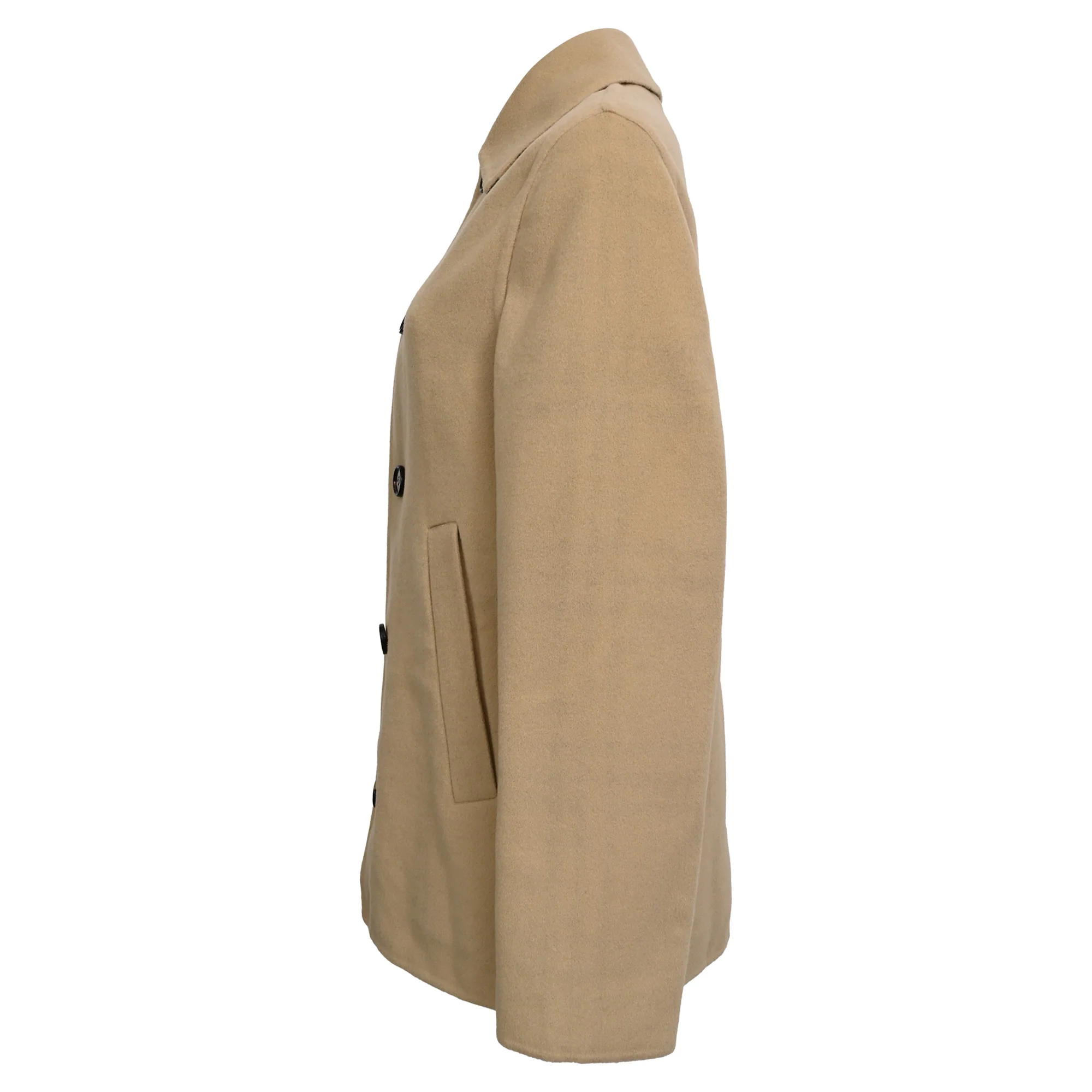 Women's Burberry Single-Breasted Jacket in Beige Wool - Image 3