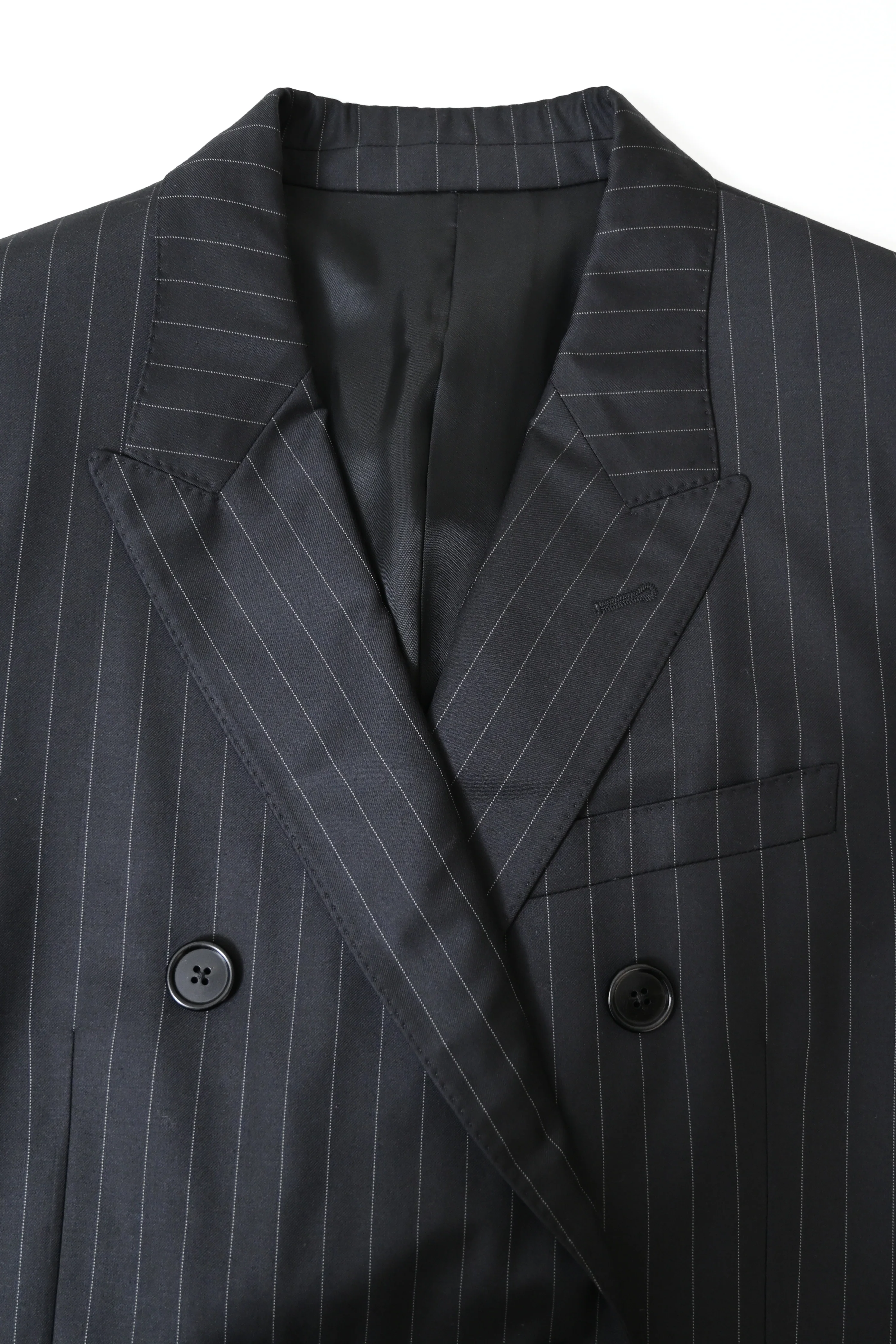 Men's Celine Pinstriped Double-breasted Blazer in Black Wool - Image 10