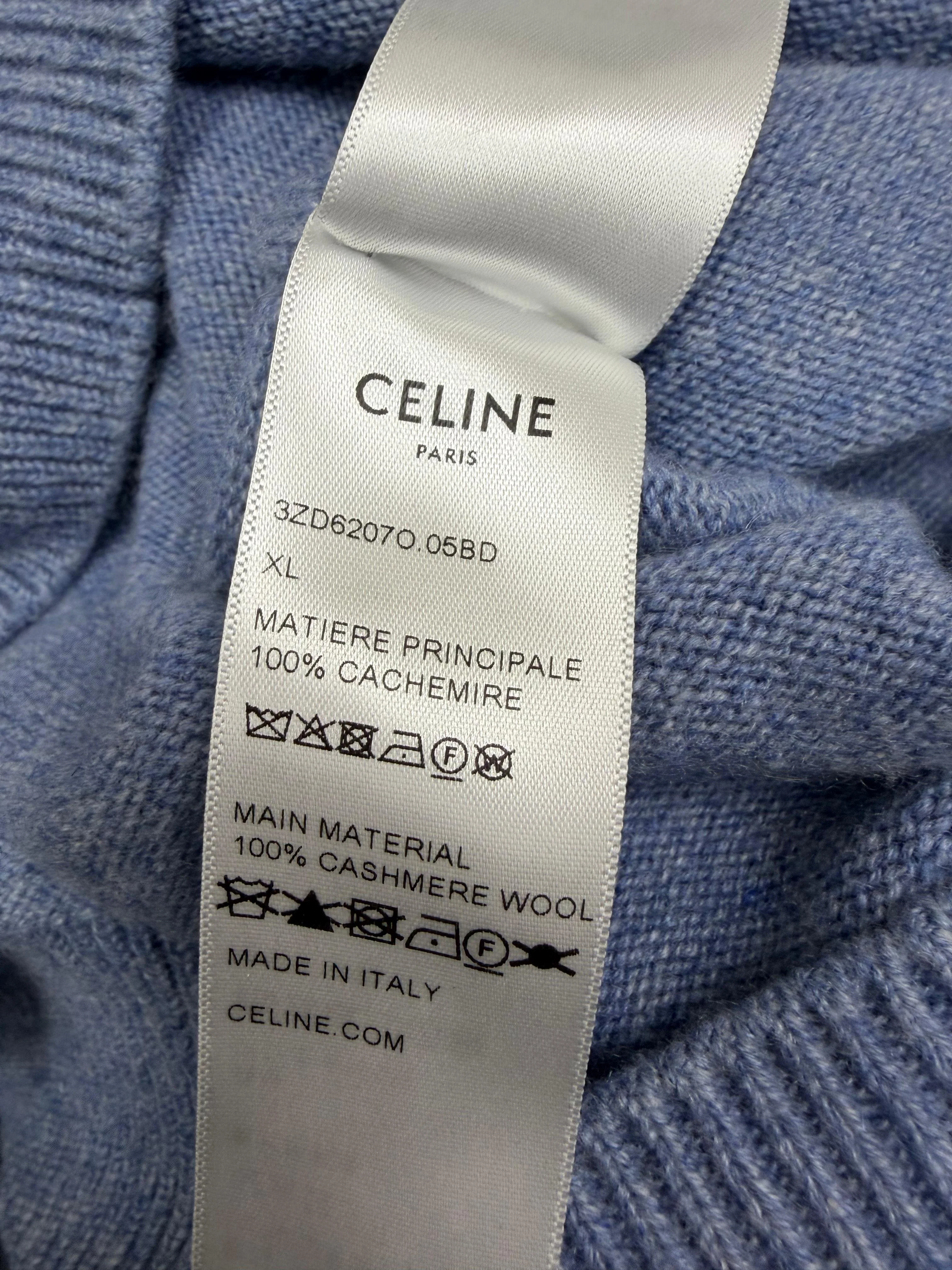 Men's Celine V-Neck Sweater in Blue Cashmere - Image 10