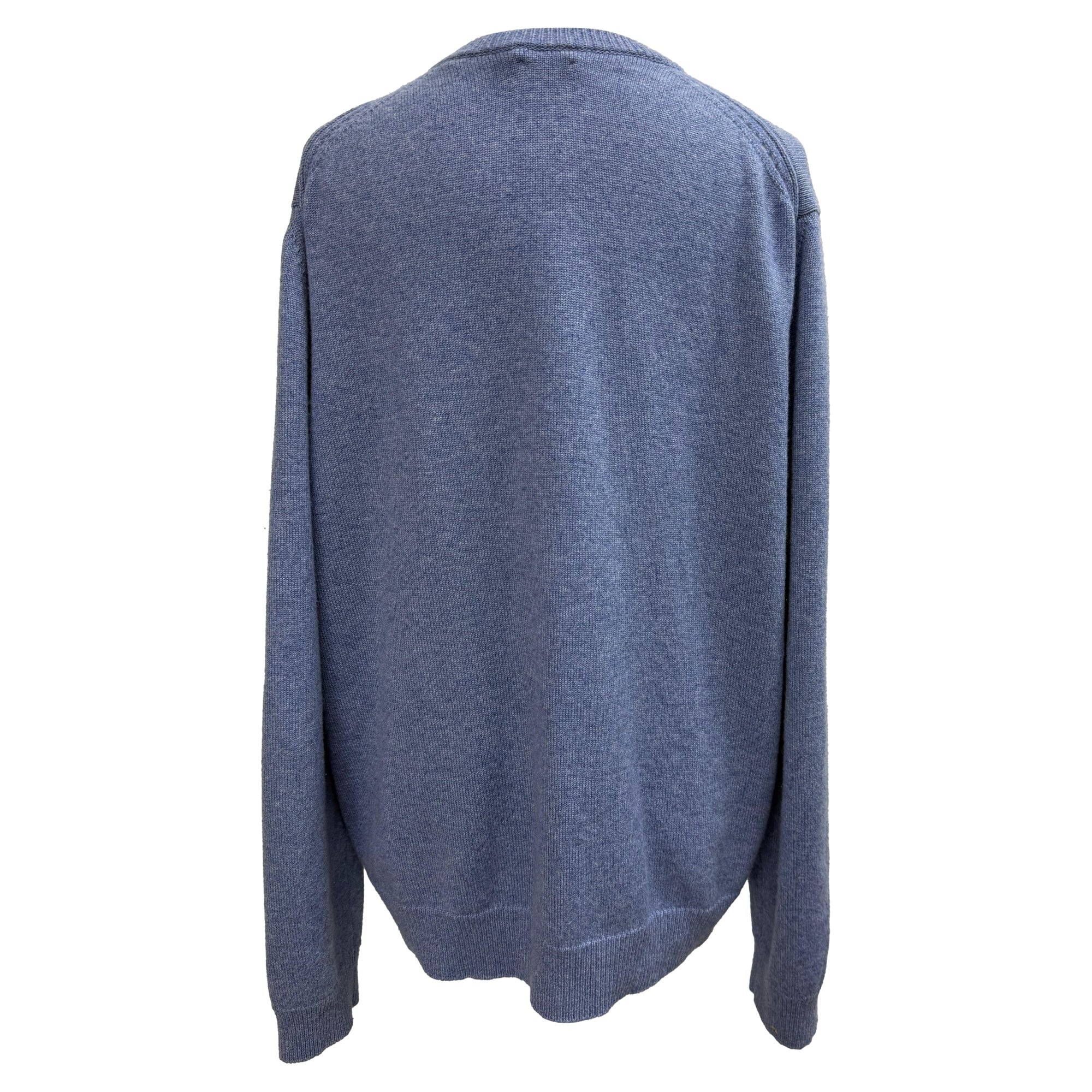 Men's Celine V-Neck Sweater in Blue Cashmere - Image 3