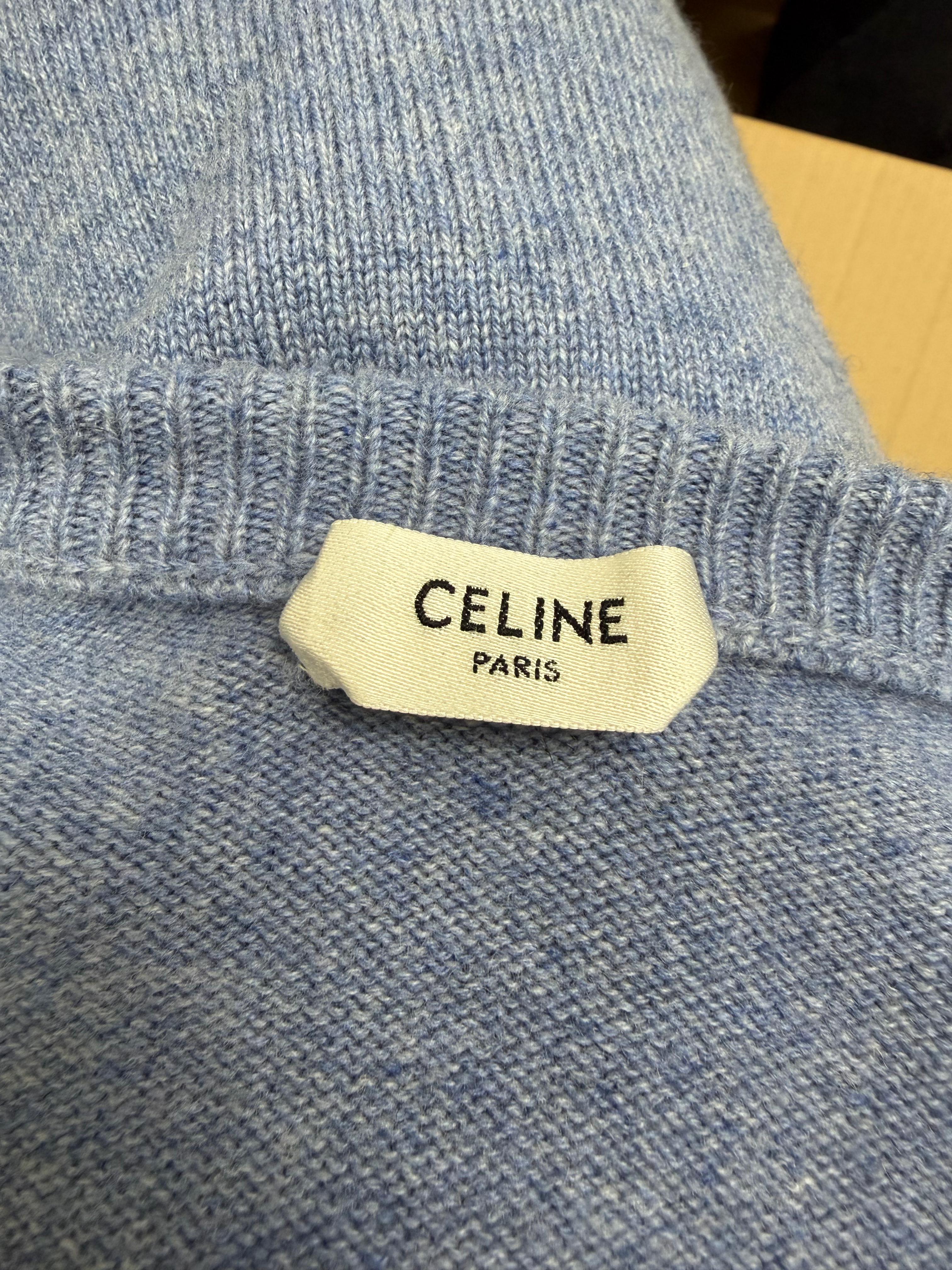 Men's Celine V-Neck Sweater in Blue Cashmere - Image 9