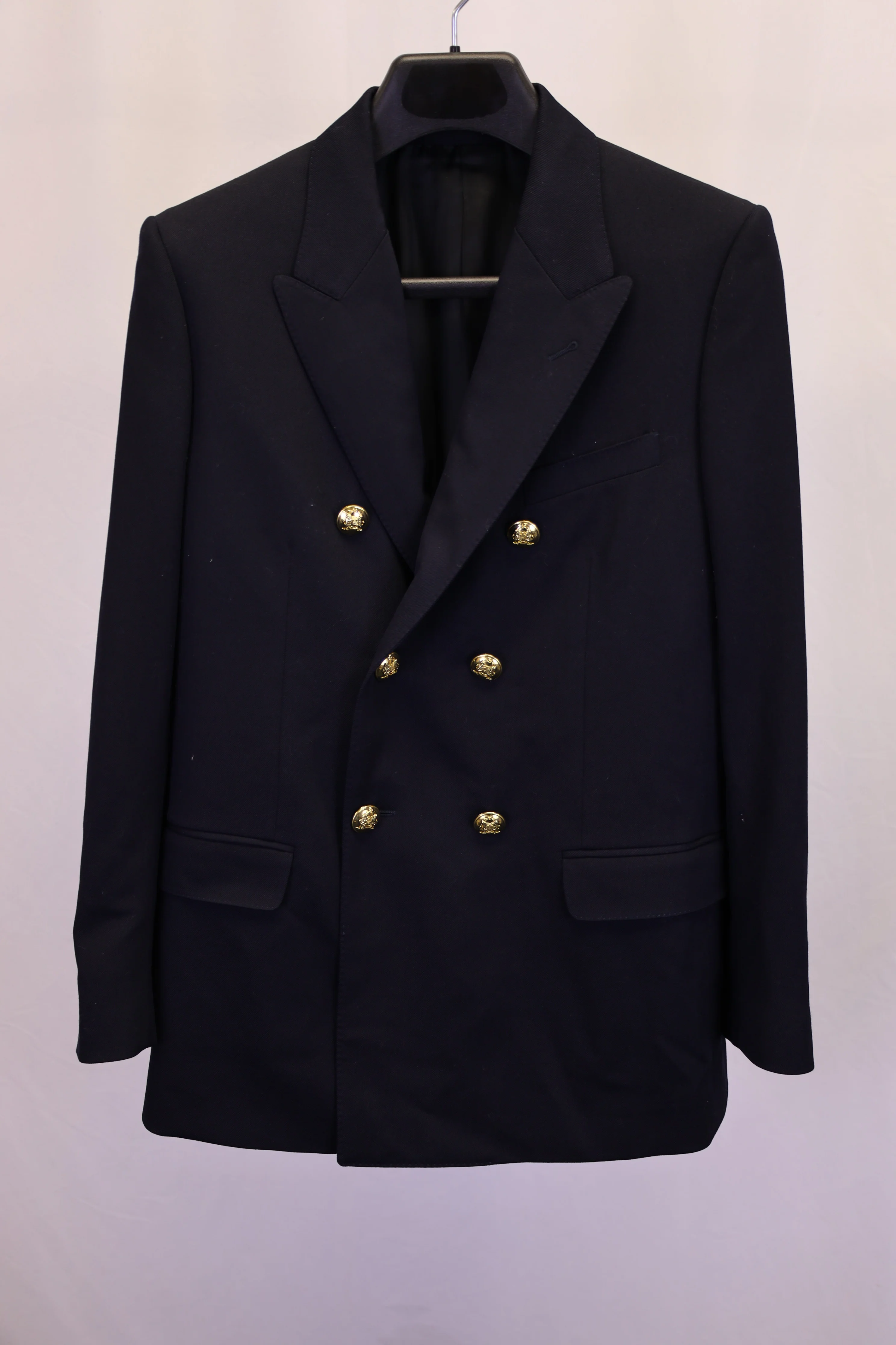 Women's Celine Double-Breasted Blazer in Navy Blue Wool - Image 4