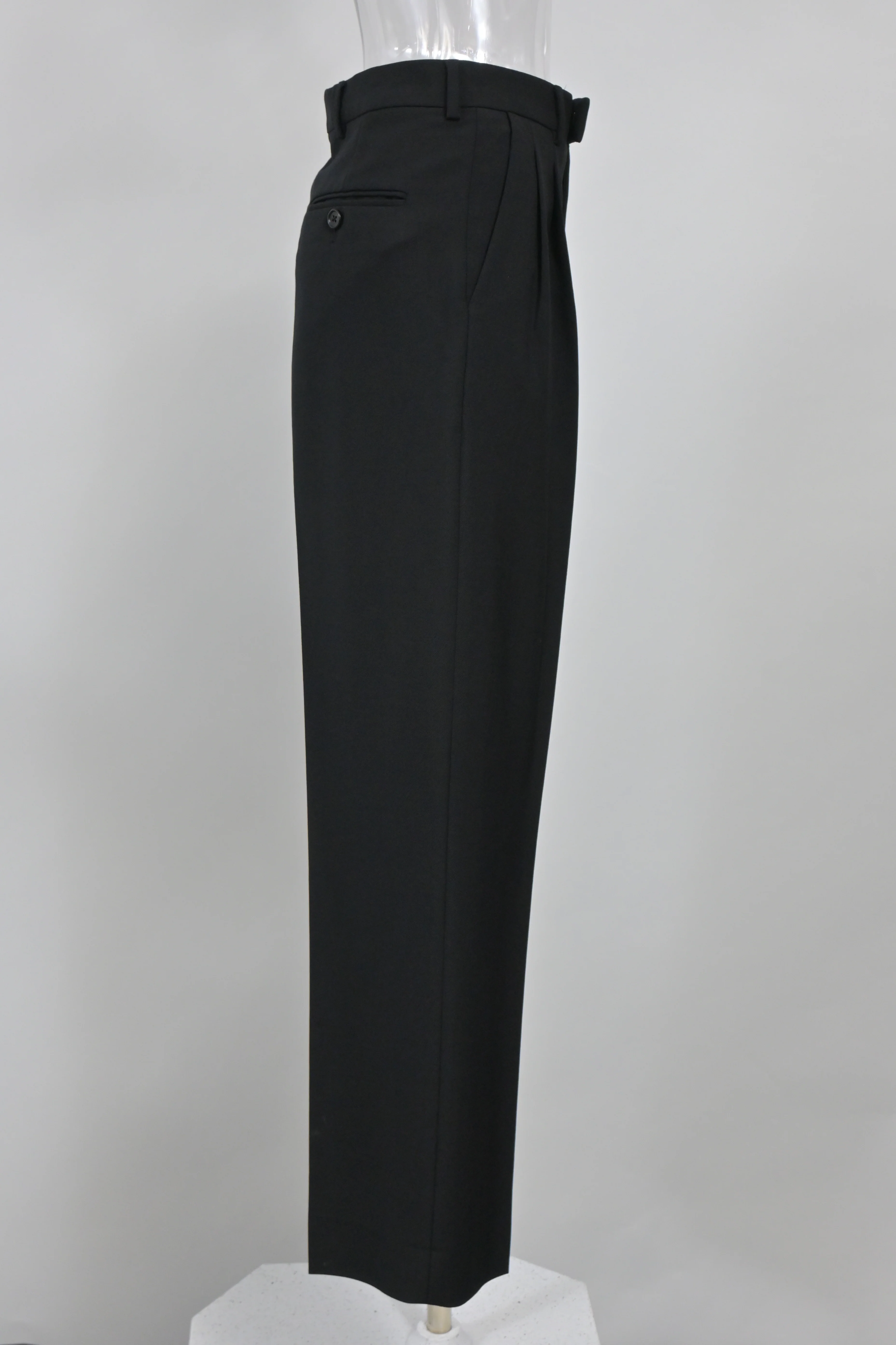 Women's Celine Double-Pleated Margaret Pants in Black Wool - Image 6