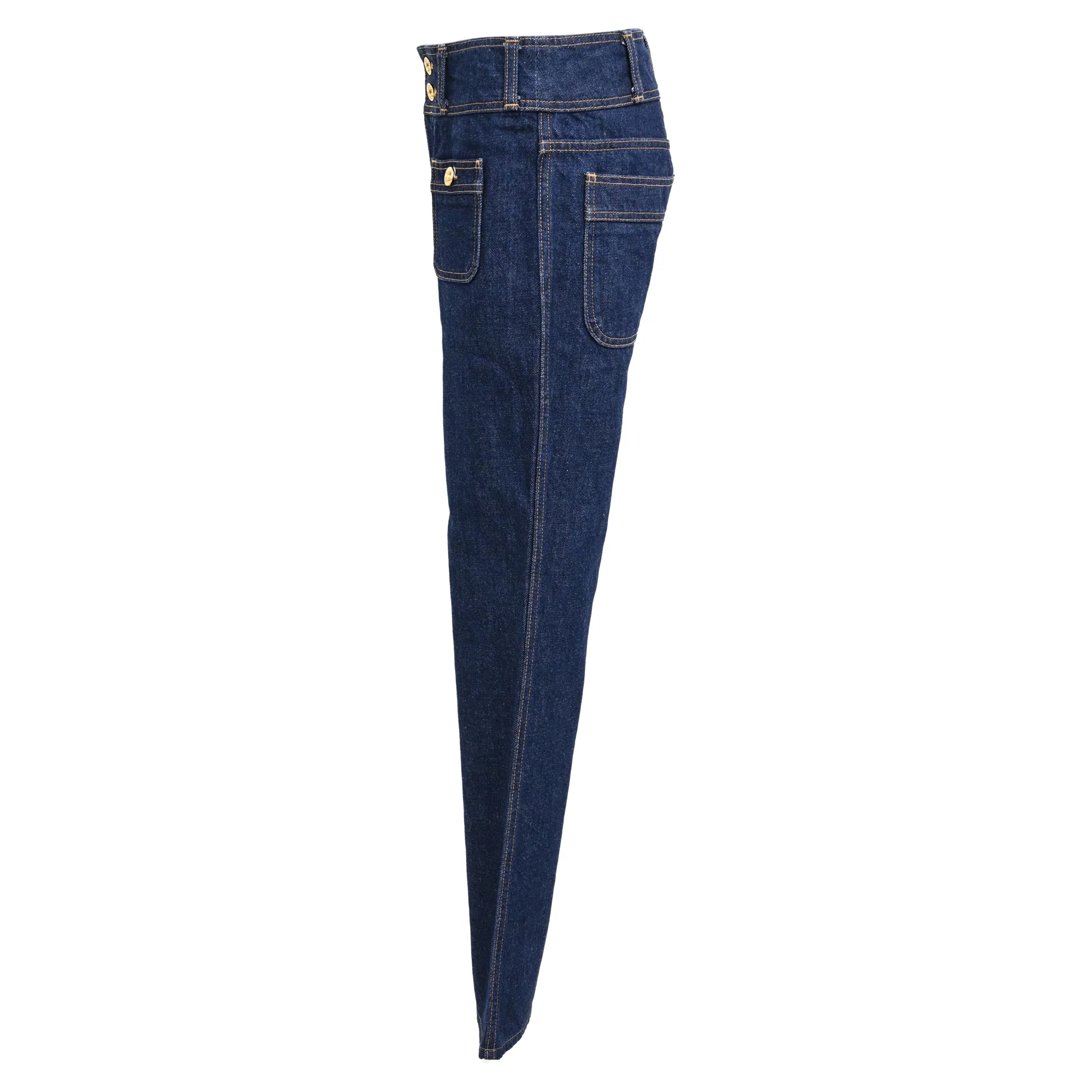 Women's Celine Mid Rise Bootcut Jeans in Blue Denim - Image 2