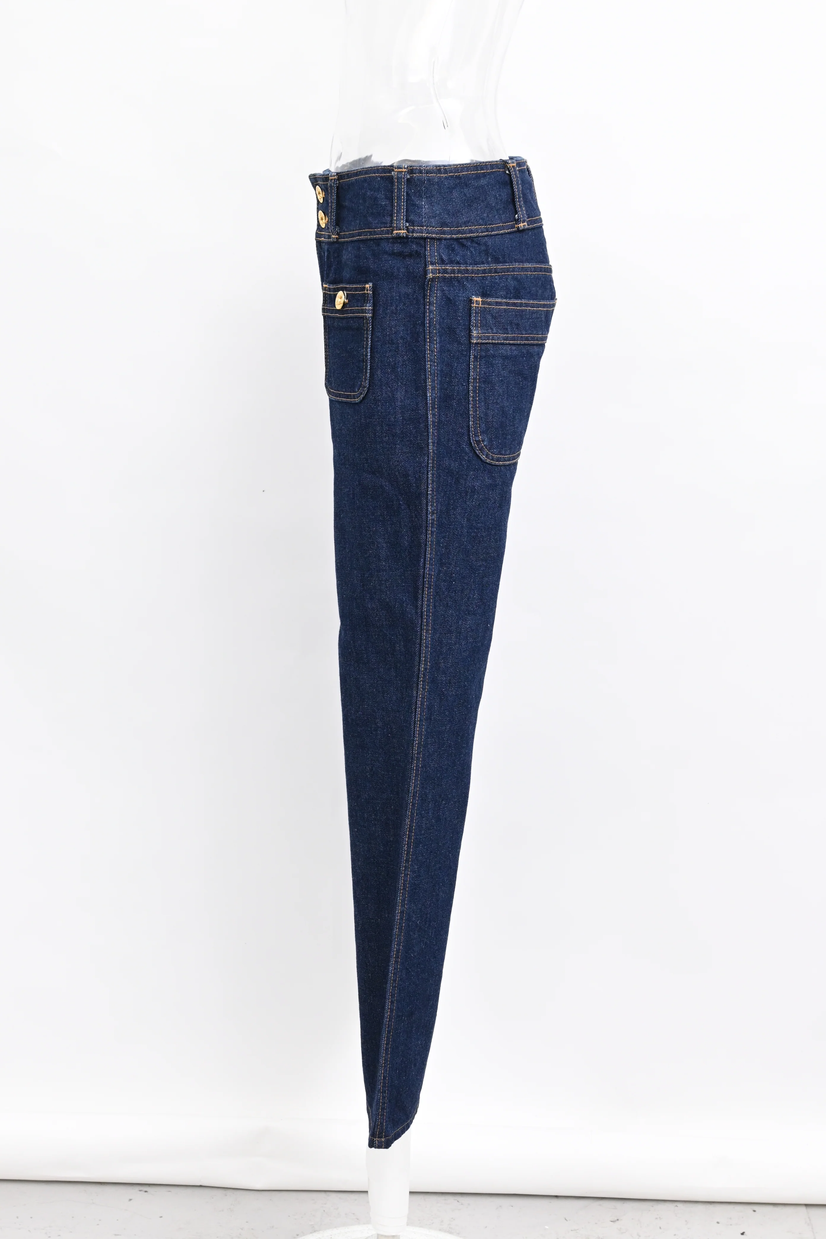 Women's Celine Mid Rise Bootcut Jeans in Blue Denim - Image 6