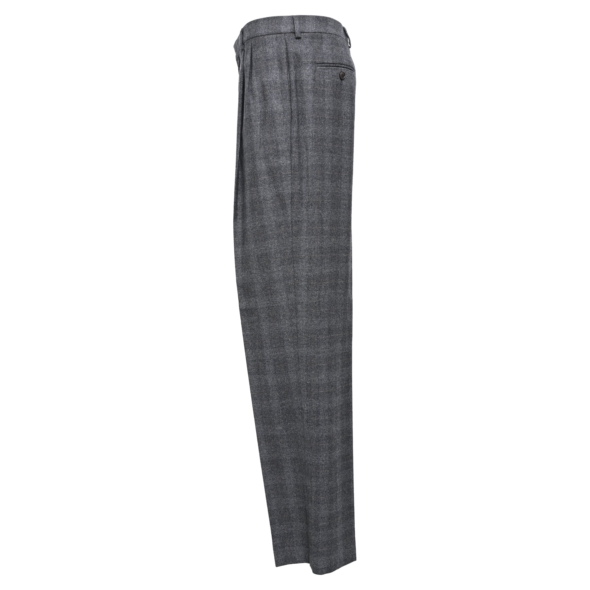 Women's Celine Plaid Straight-Leg Trousers in Grey Wool - Image 3