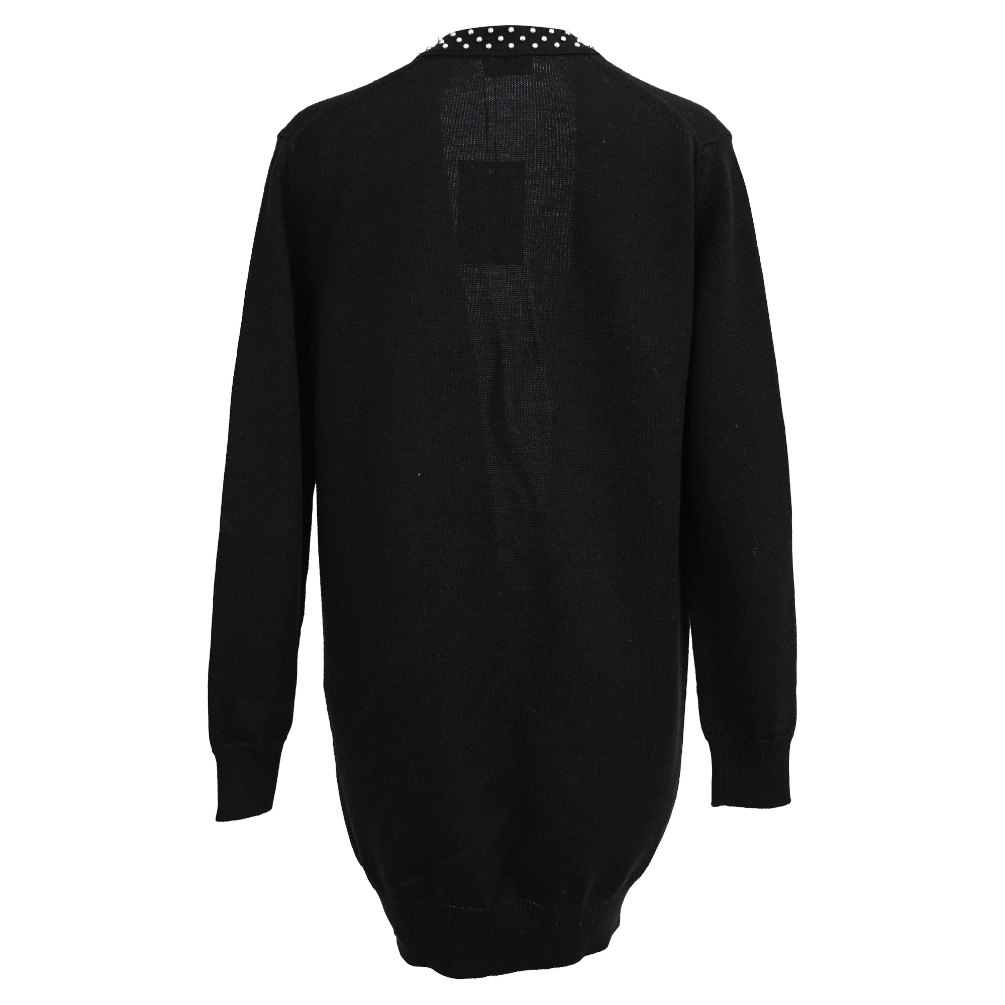 Women's Celine Studded Open Front Cardigan in Black Wool - Image 3