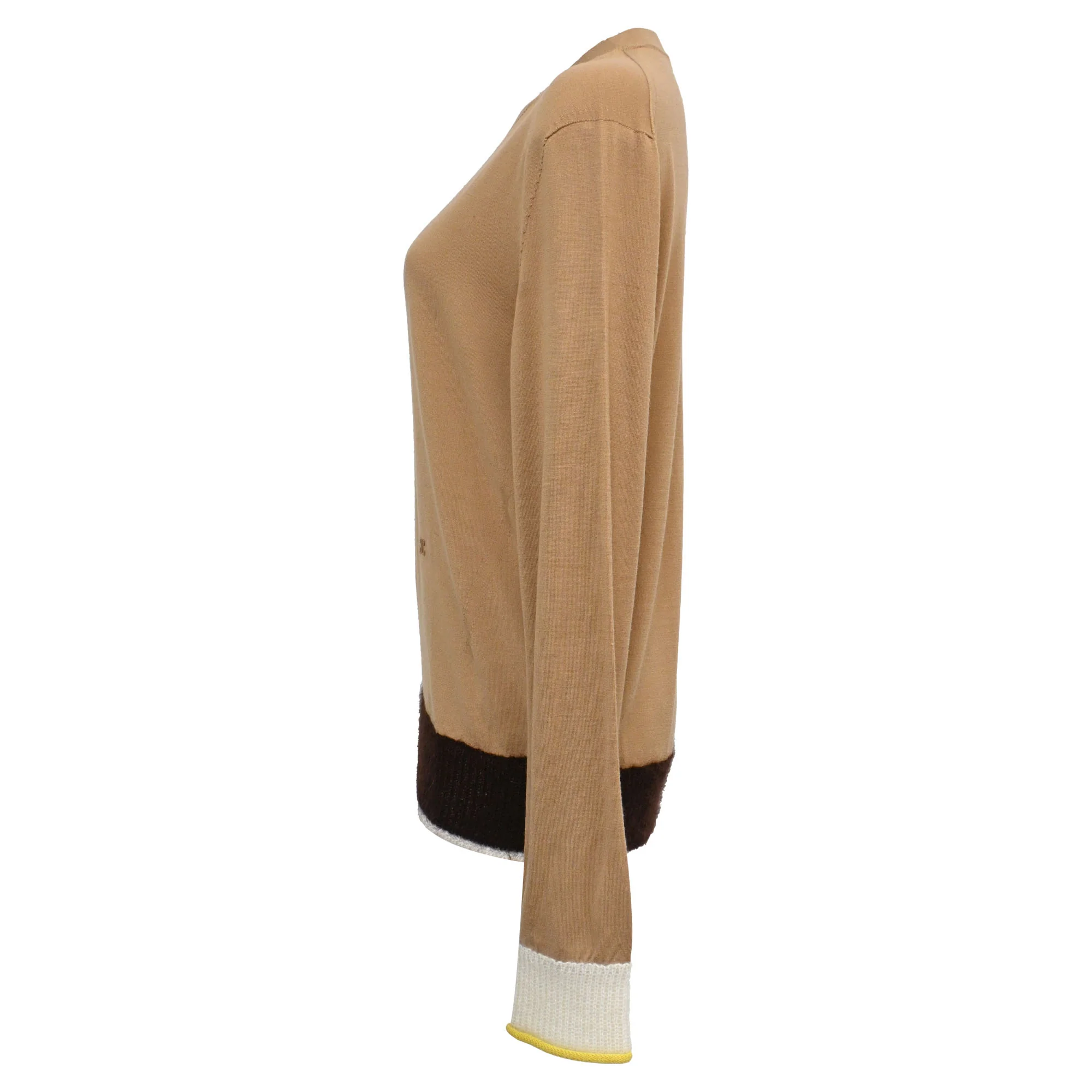 Women's Celine Triomphe-Embroidered Sweater in Brown Wool - Image 2