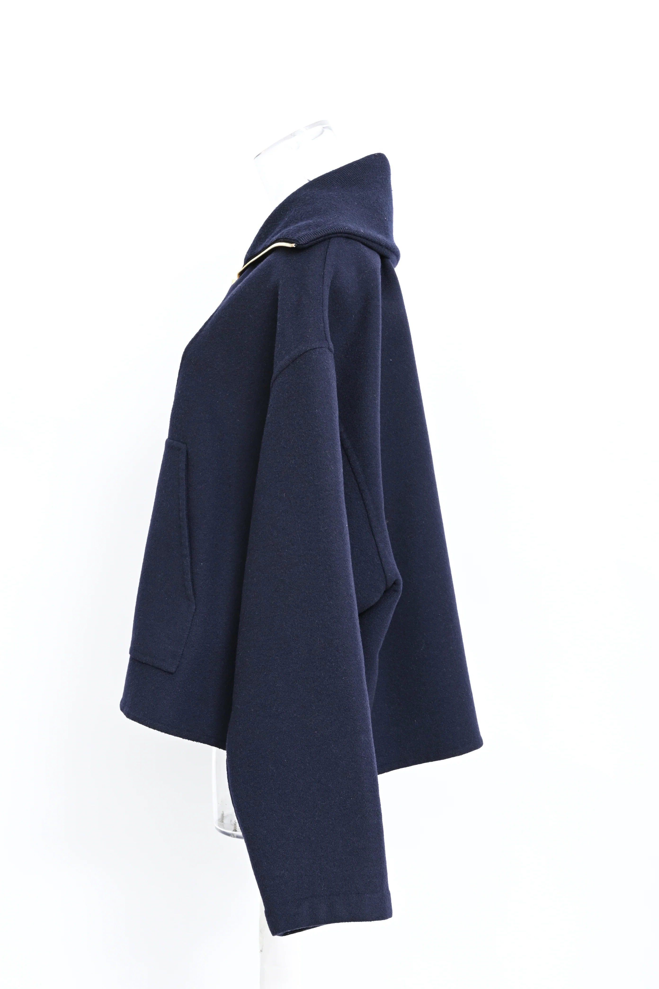Women's Celine Triomphe Zip-Up Sweater in Navy Blue Cashmere - Image 10