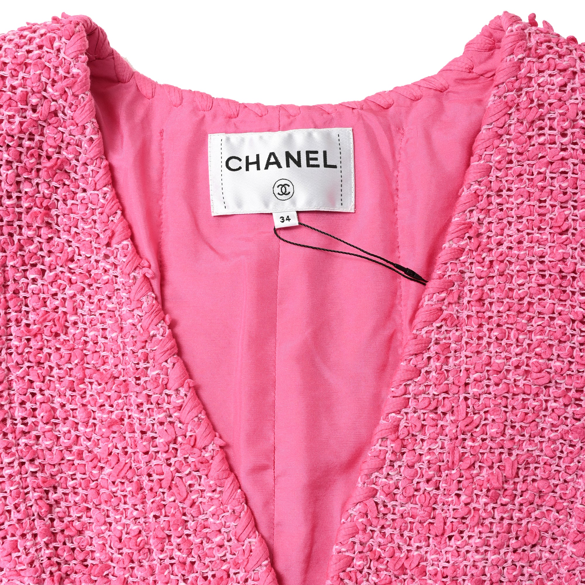 Women's Chanel 2021 Tweed Pattern Jacket in Pink Cotton - Image 5
