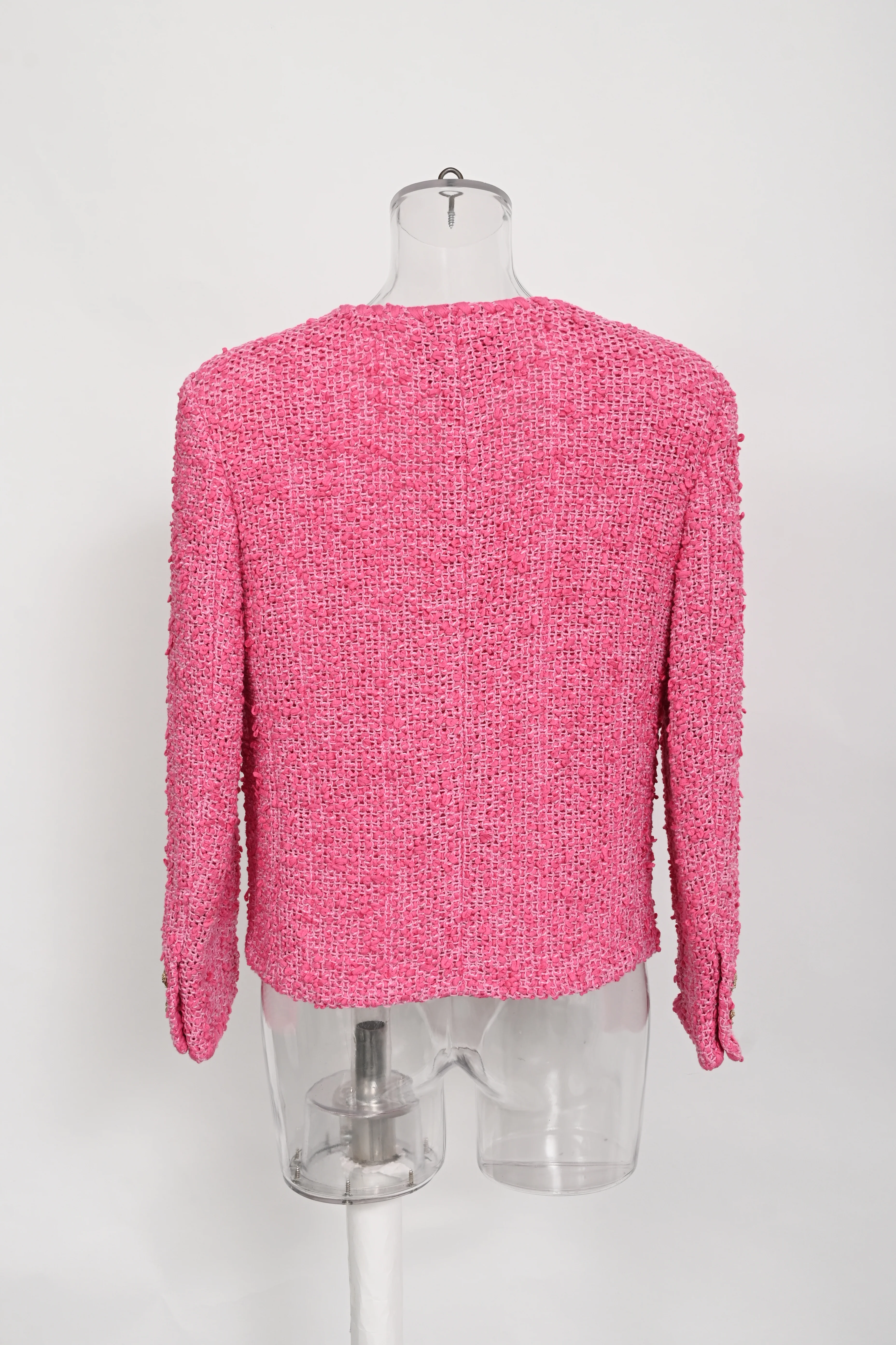 Women's Chanel 2021 Tweed Pattern Jacket in Pink Cotton - Image 8