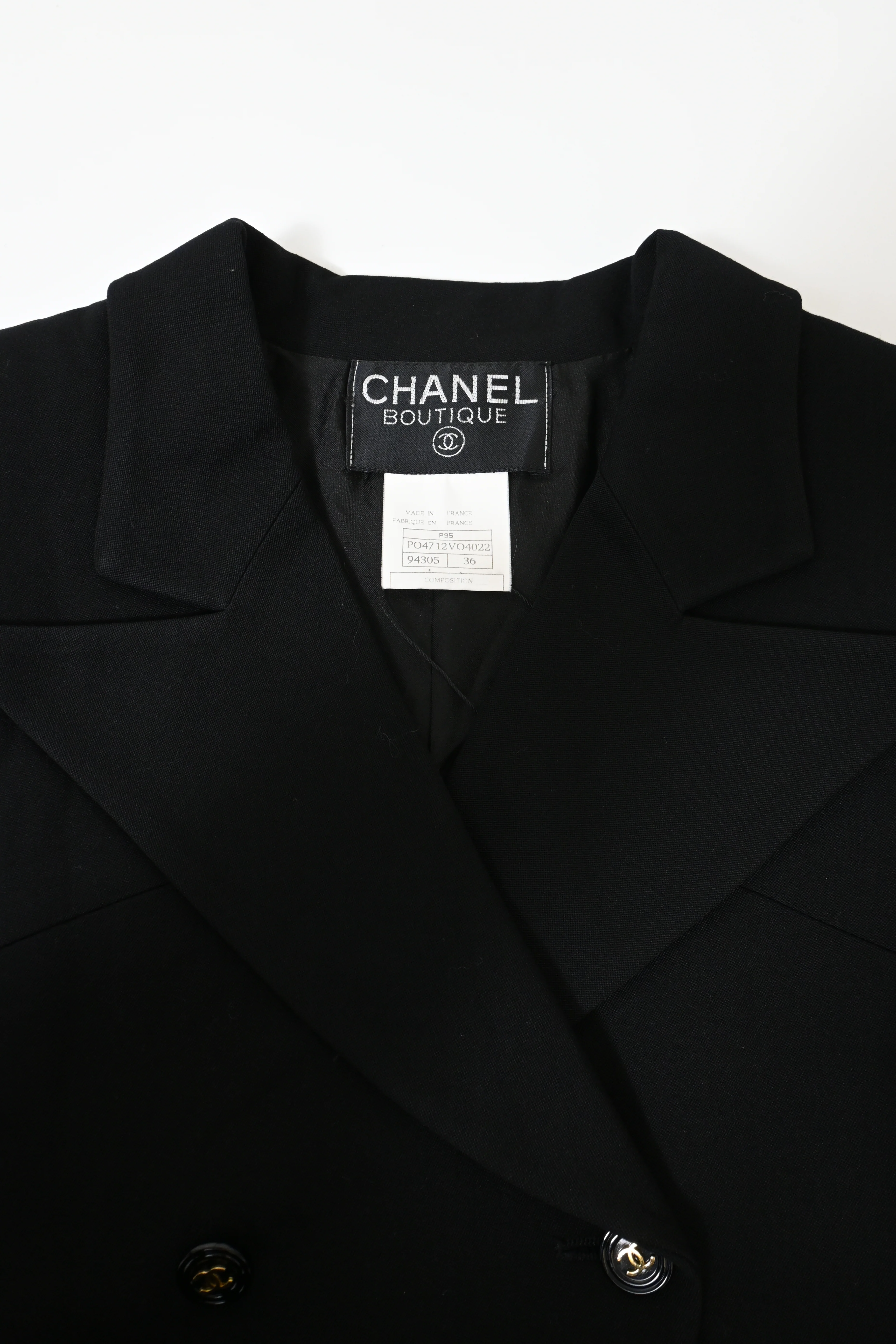 Women's Chanel Double-Breasted Blazer in Black Wool - Image 9