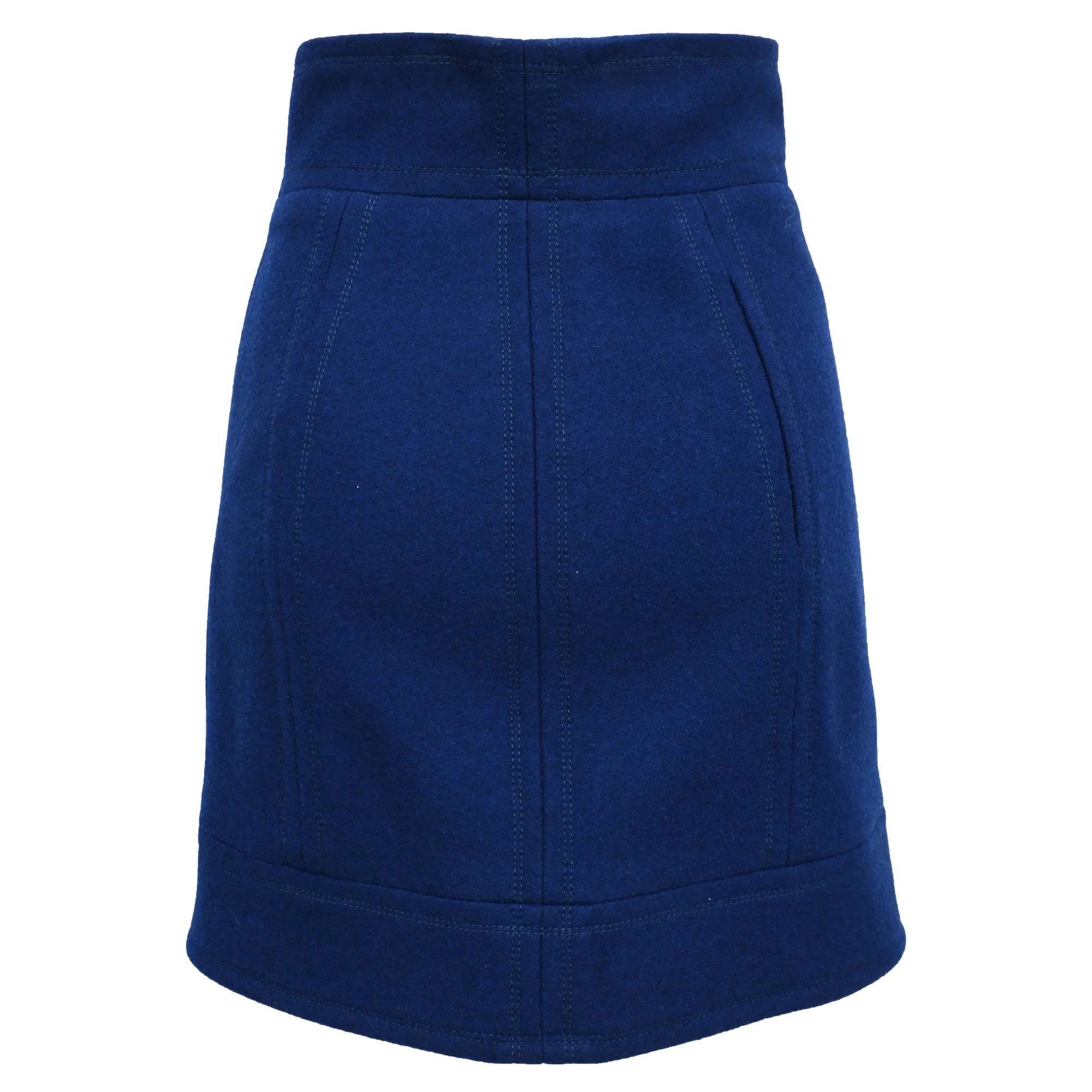 Women's  Chanel High-Rise A-Line Mini Skirt in Navy Blue Wool - Image 3
