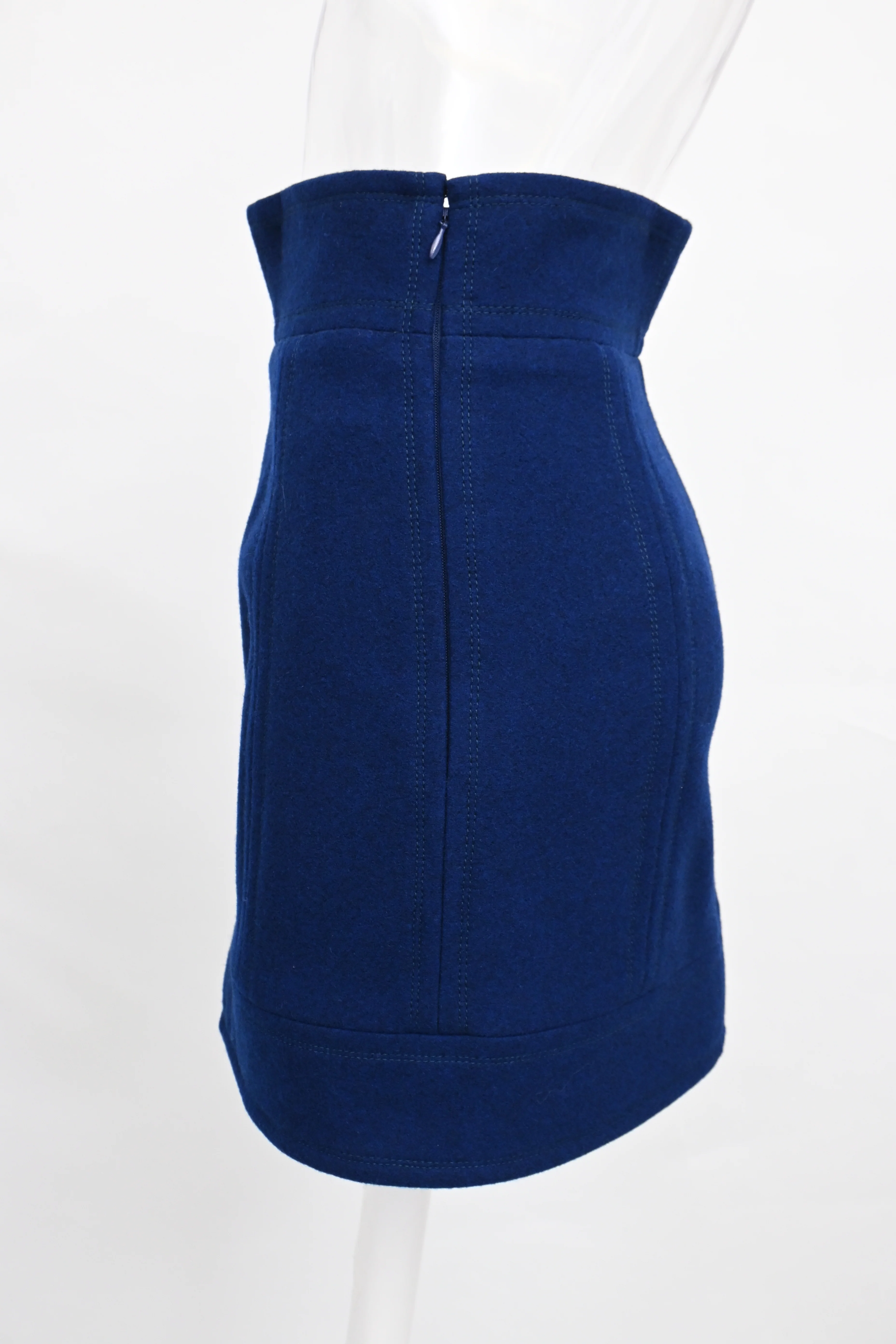 Women's  Chanel High-Rise A-Line Mini Skirt in Navy Blue Wool - Image 7
