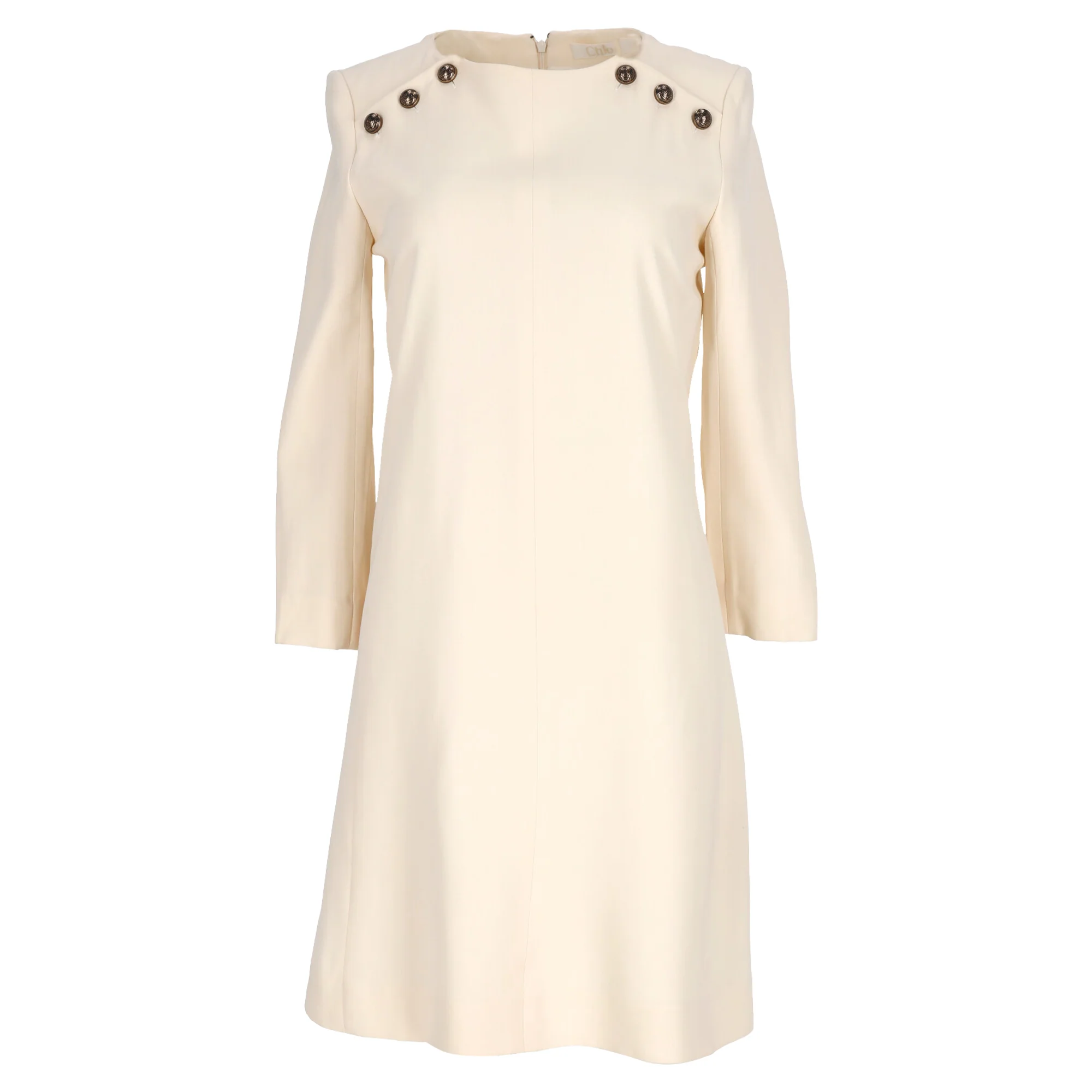 Women's Chloé Button Detail Dress in Beige Acetate