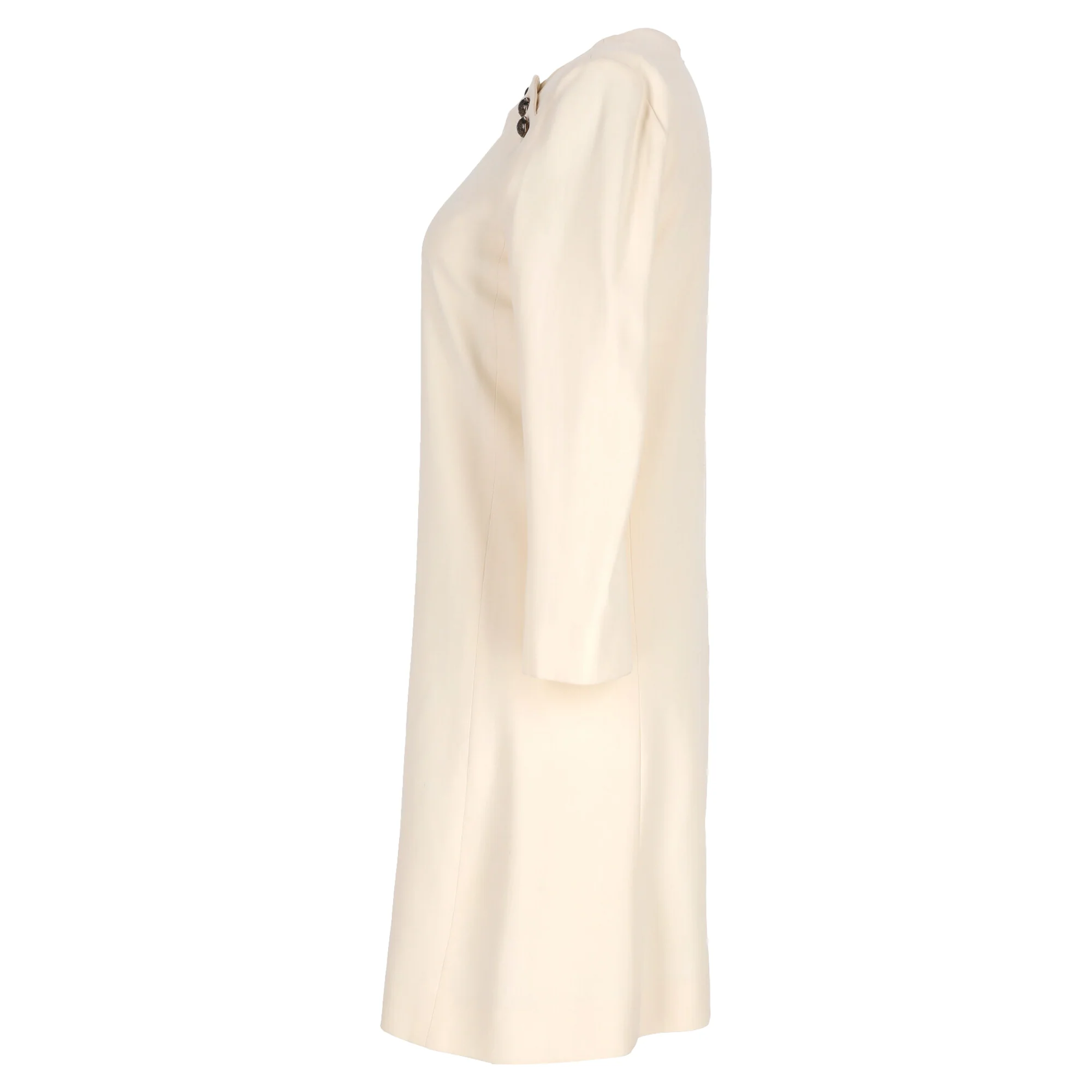 Women's Chloé Button Detail Dress in Beige Acetate - Image 2